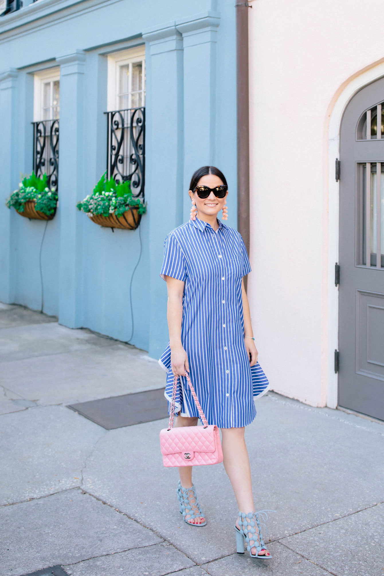 Sacai Blue Stripe Shirt Dress