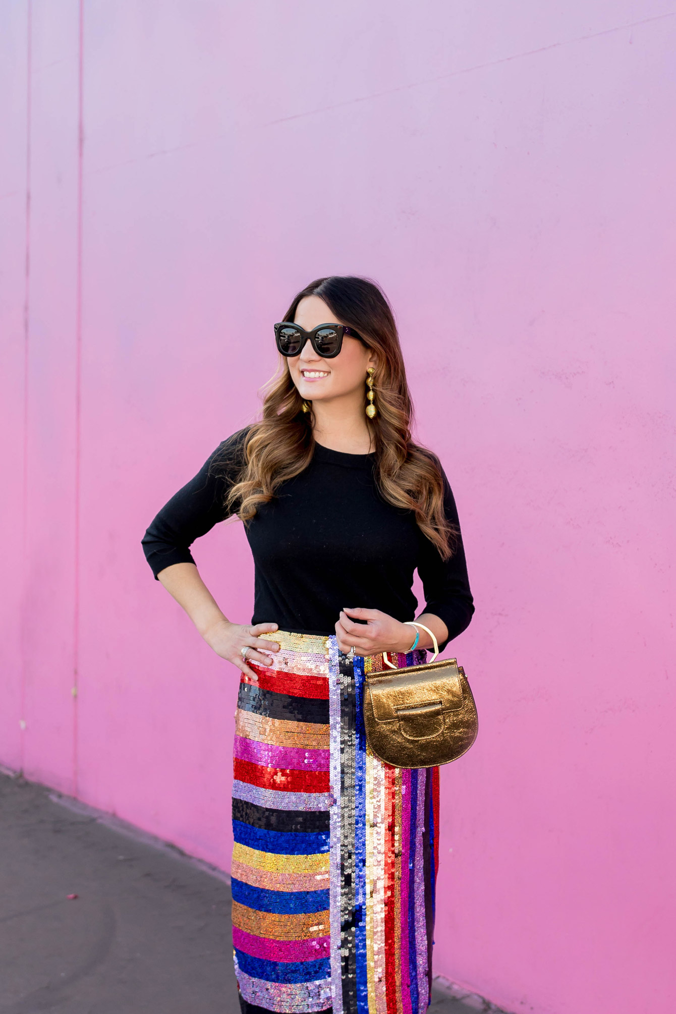 Topshop Multicolor Stripe Sequin Skirt