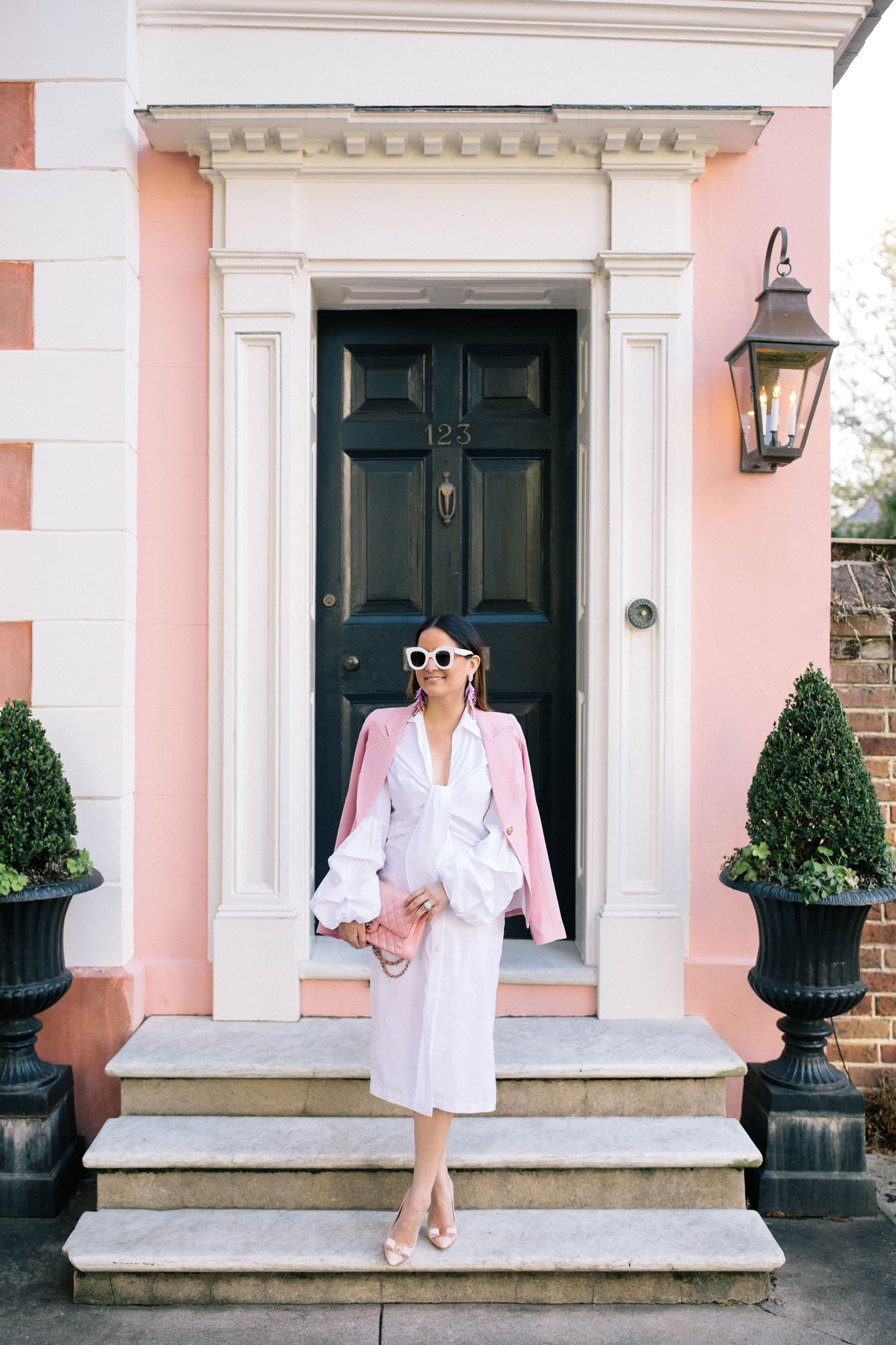 White Tie Front Midi Dress