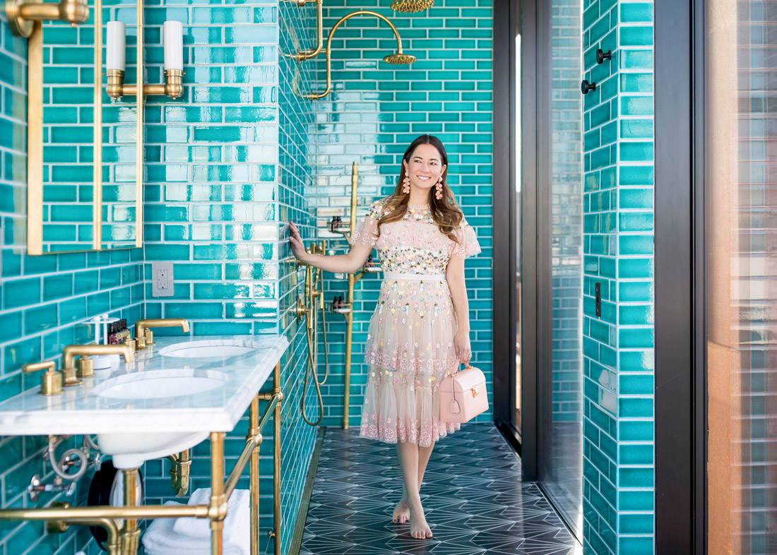 The Williamsburg Hotel Green Tile Bathroom