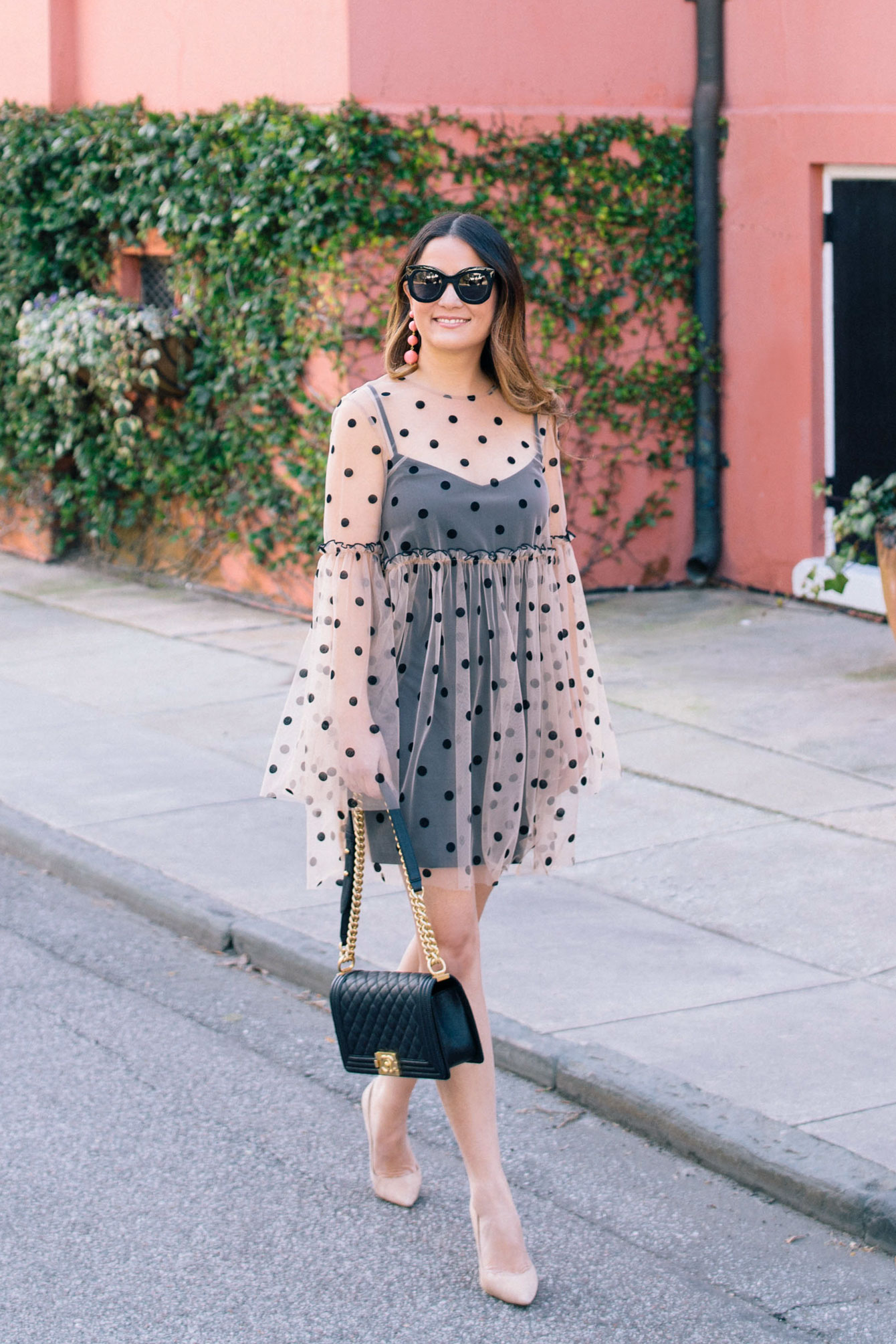 Black Polka Dot Sheer Dress