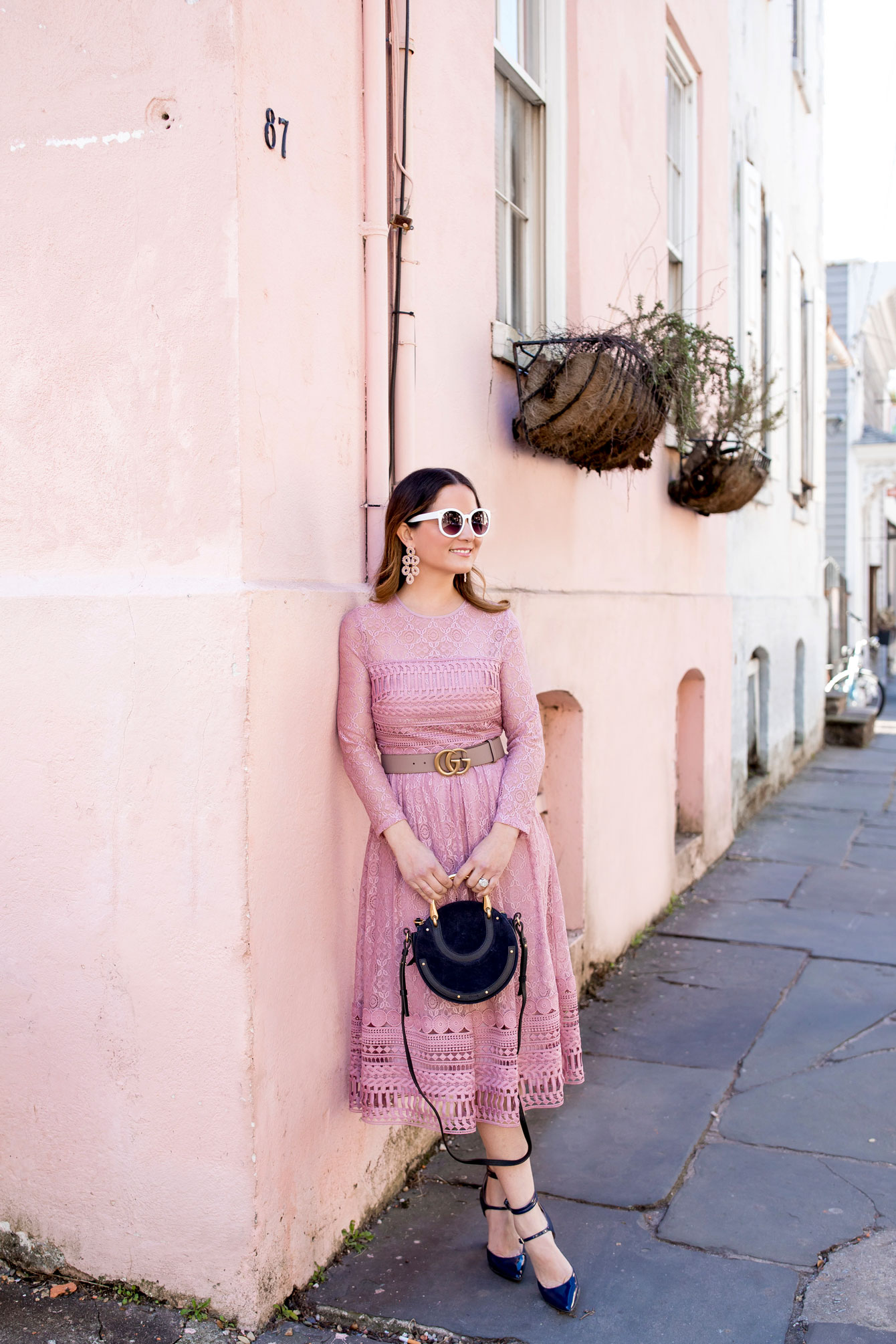 Blush Pink Gucci Logo Belt