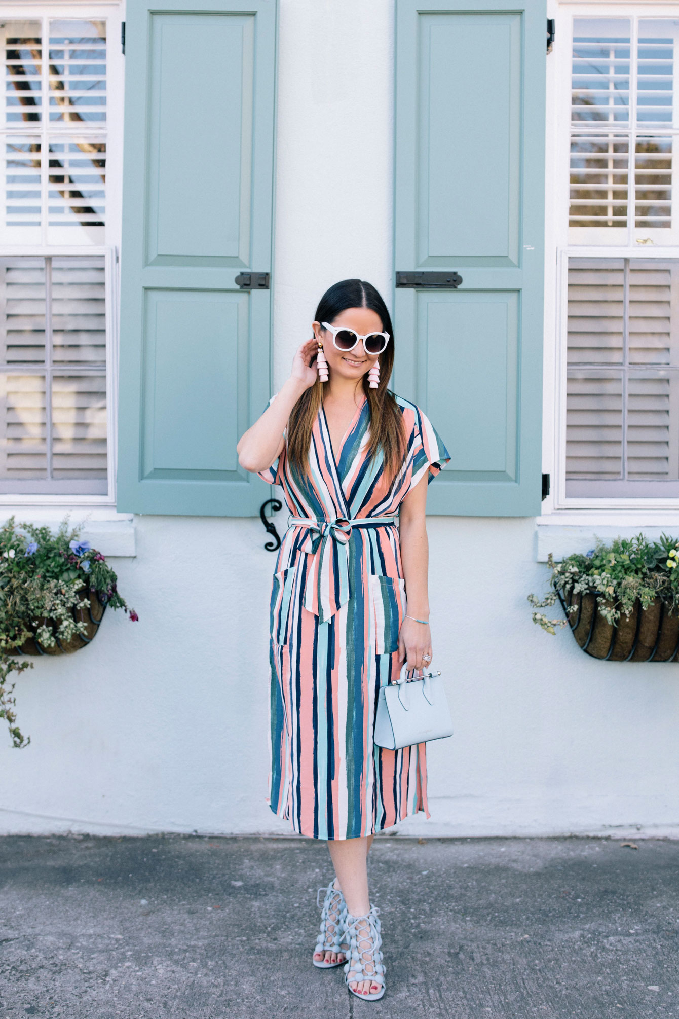 Colorful Striped Wrap Dress