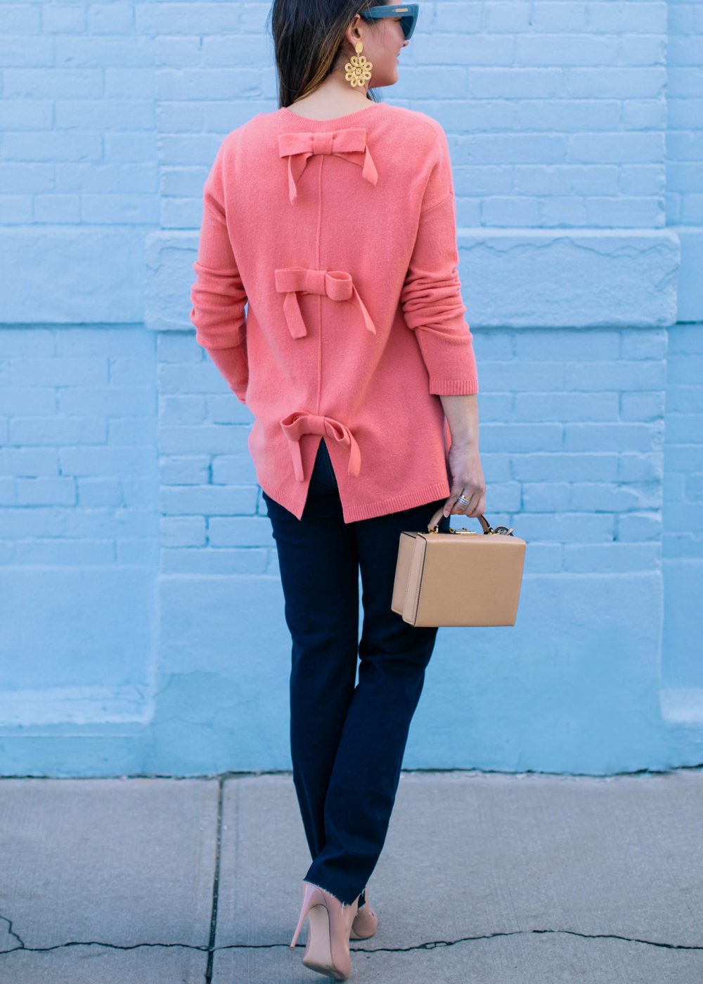 Coral Bow Back Sweater