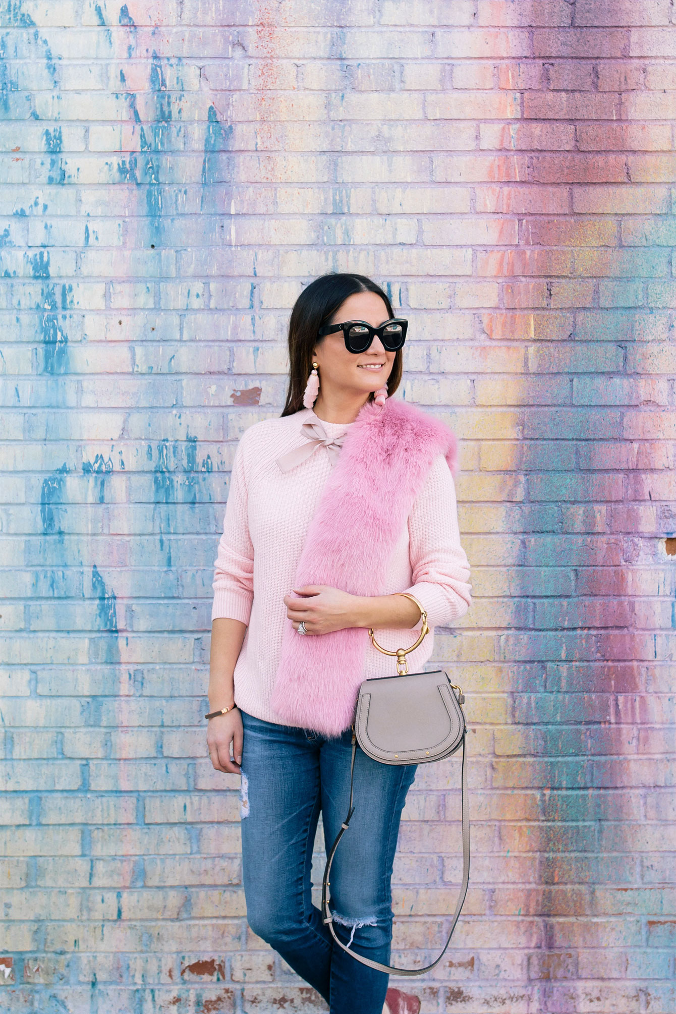 J. Crew Pink Faux Fur Stole