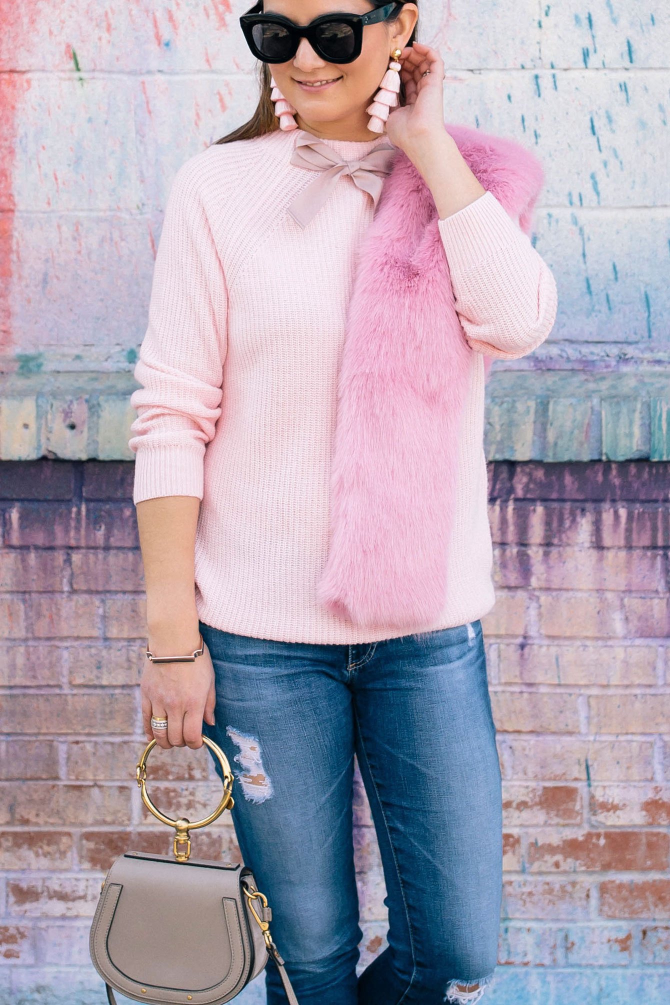 J. Crew Pink Sweater Bow Detail