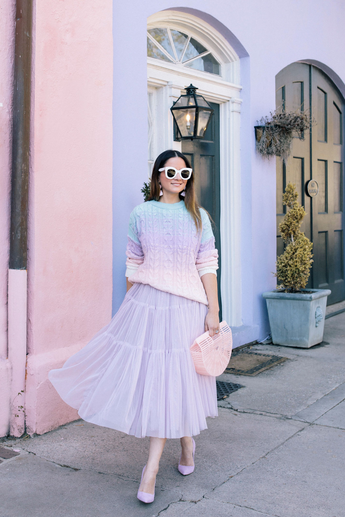 Ombré Pastel Sweater and Tulle Skirt in Charleston