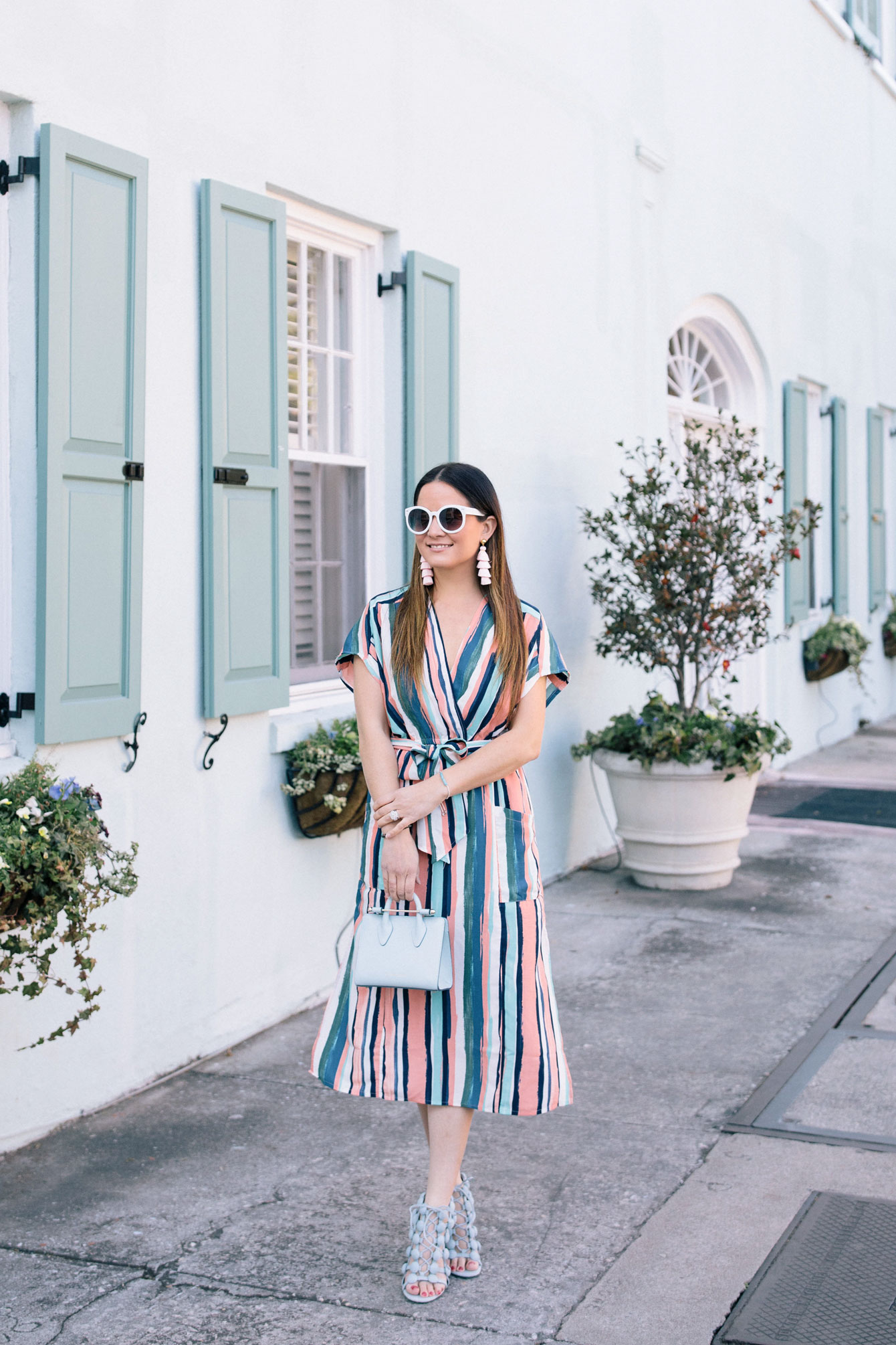 Multicolor Striped Wrap Dress