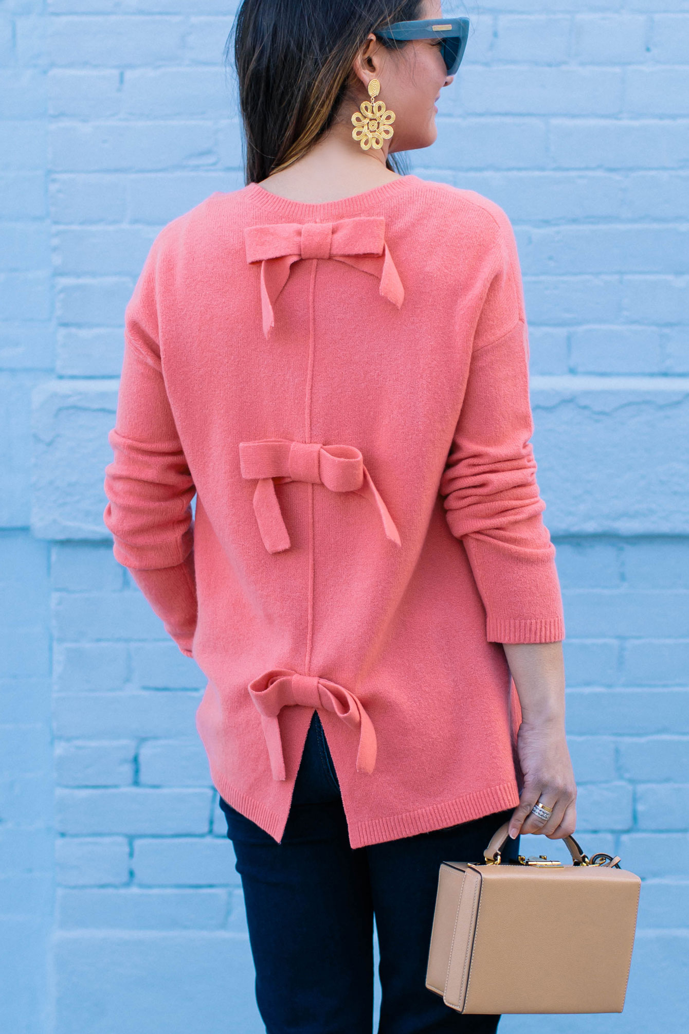 Coral Bow Back Sweater