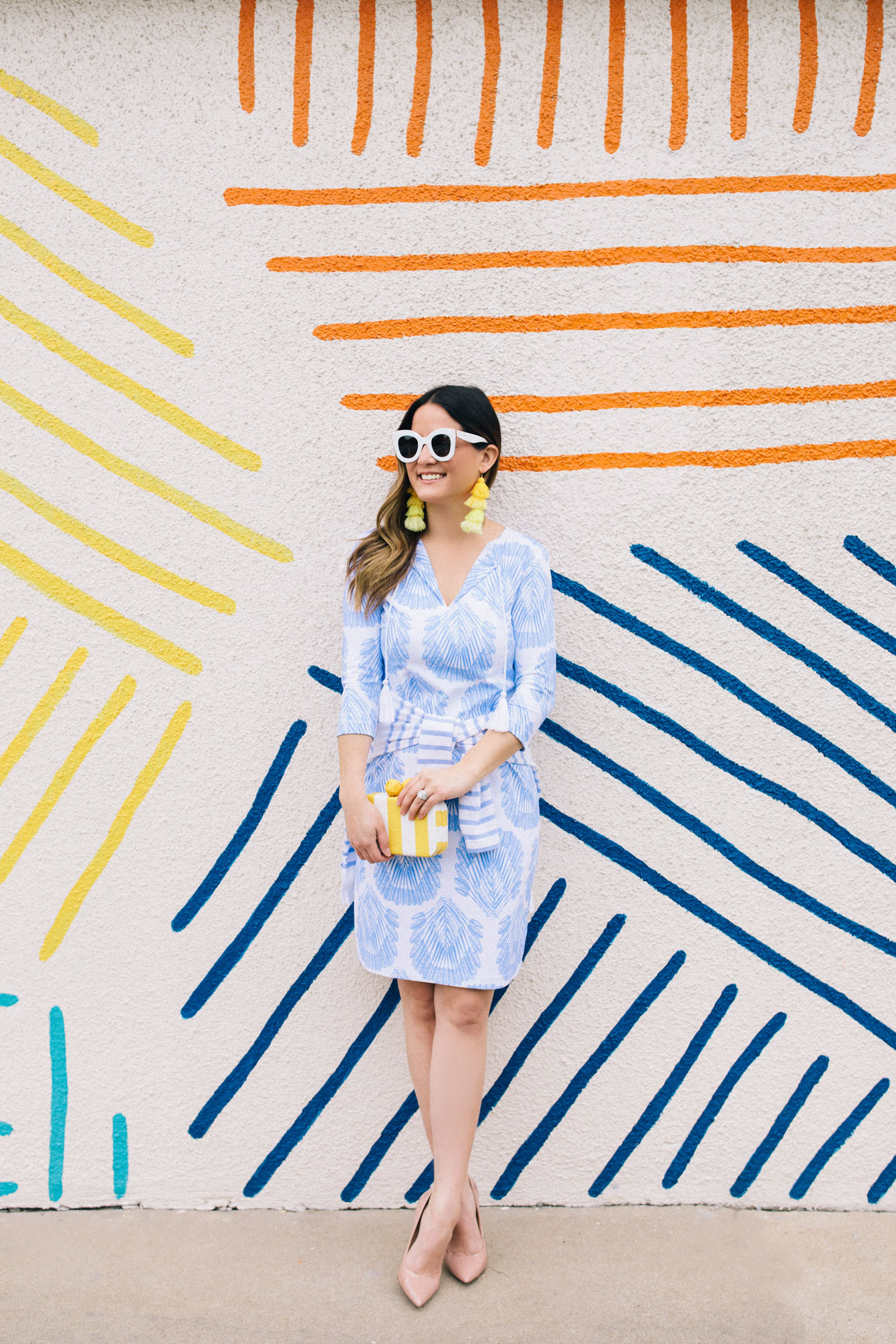 Persifor Tyler Blue Leaf Print Dress