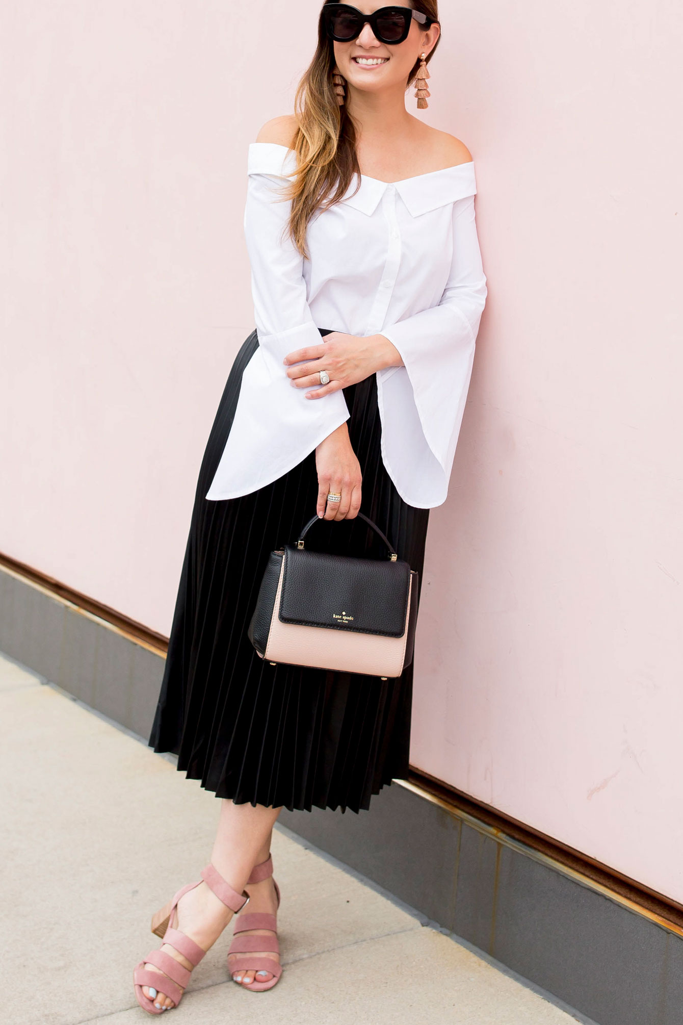 White Bell Sleeve Off Shoulder Top