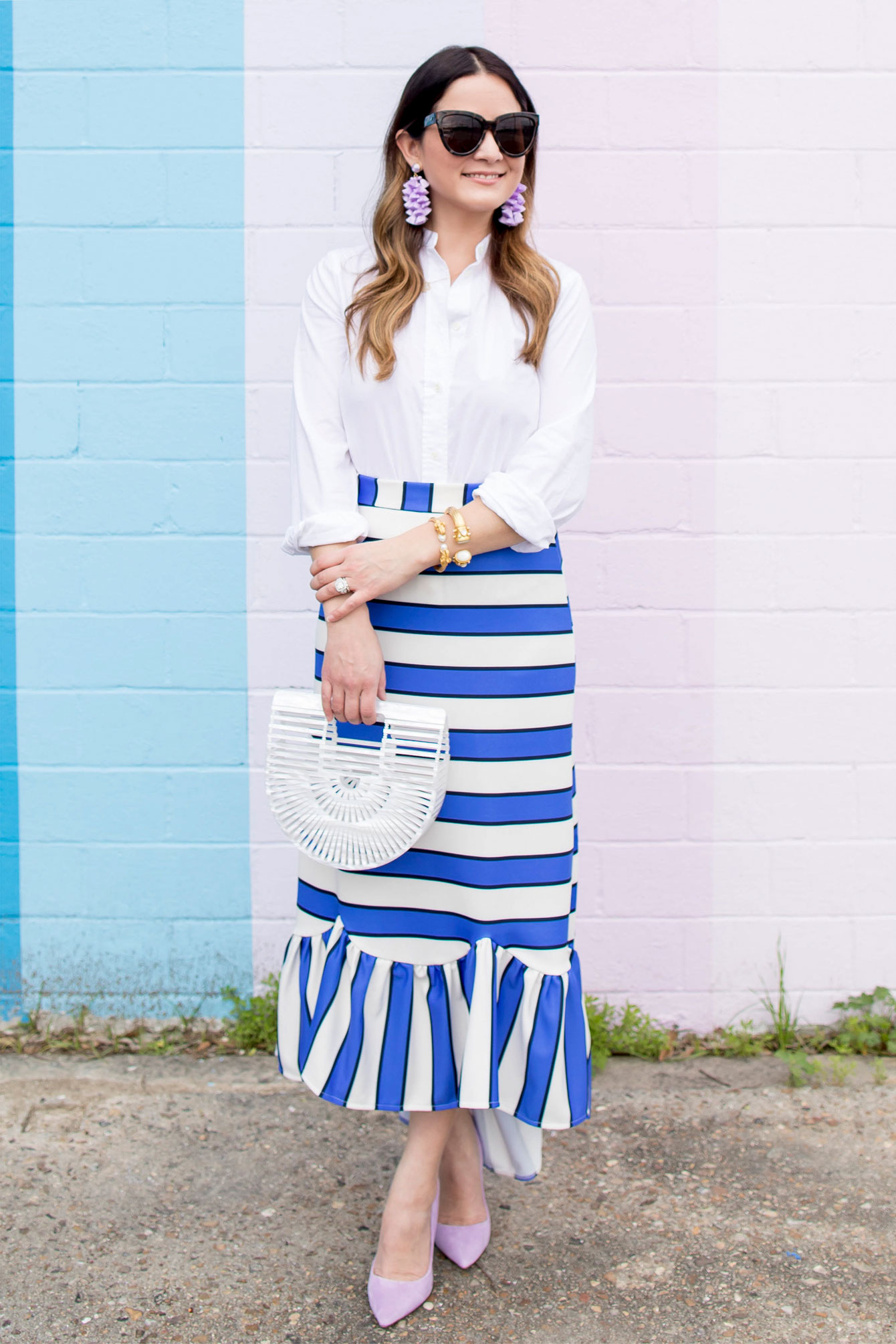 Jennifer Lake Blue Stripe Skirt