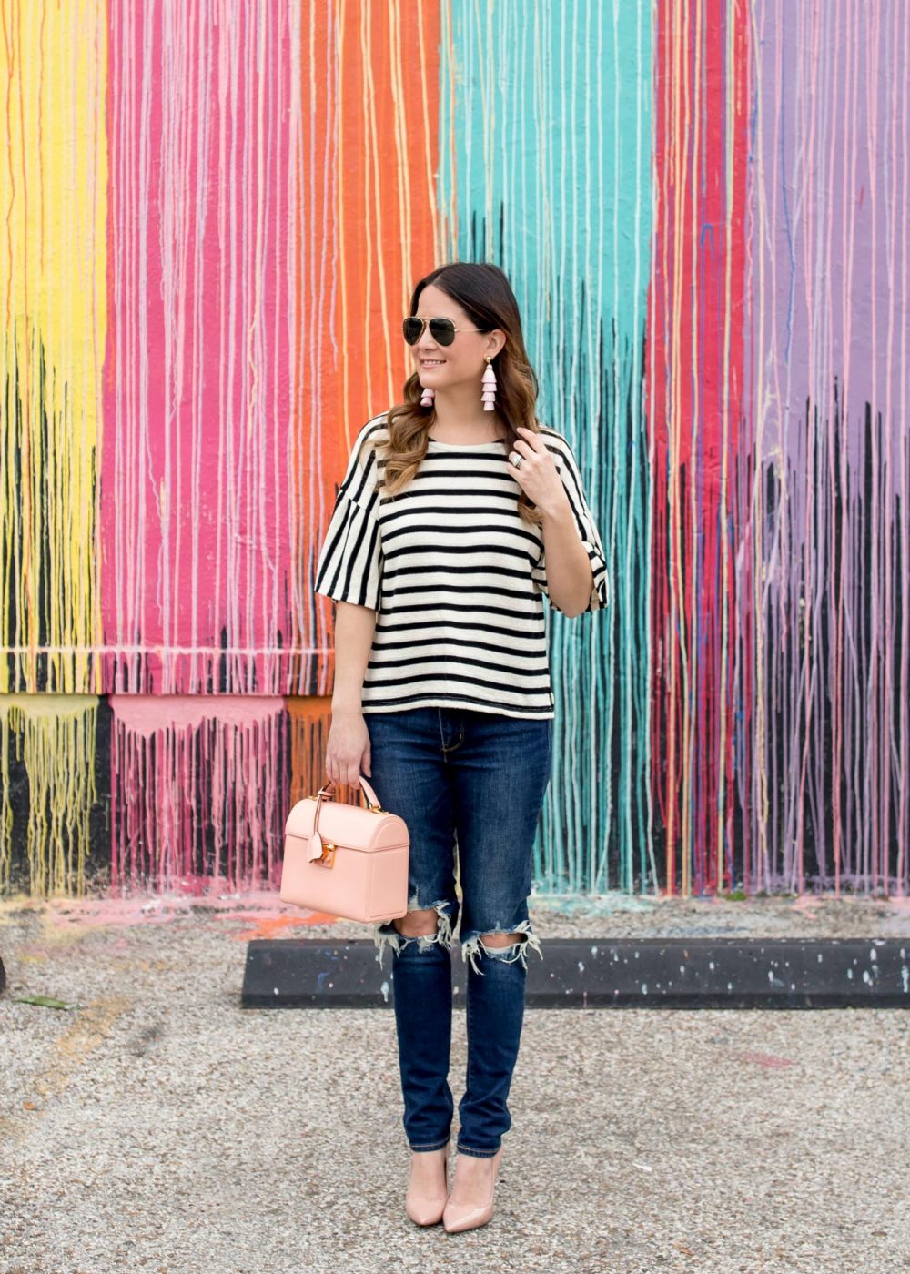 Jennifer Lake Madewell Stripe Bell Sleeve Top