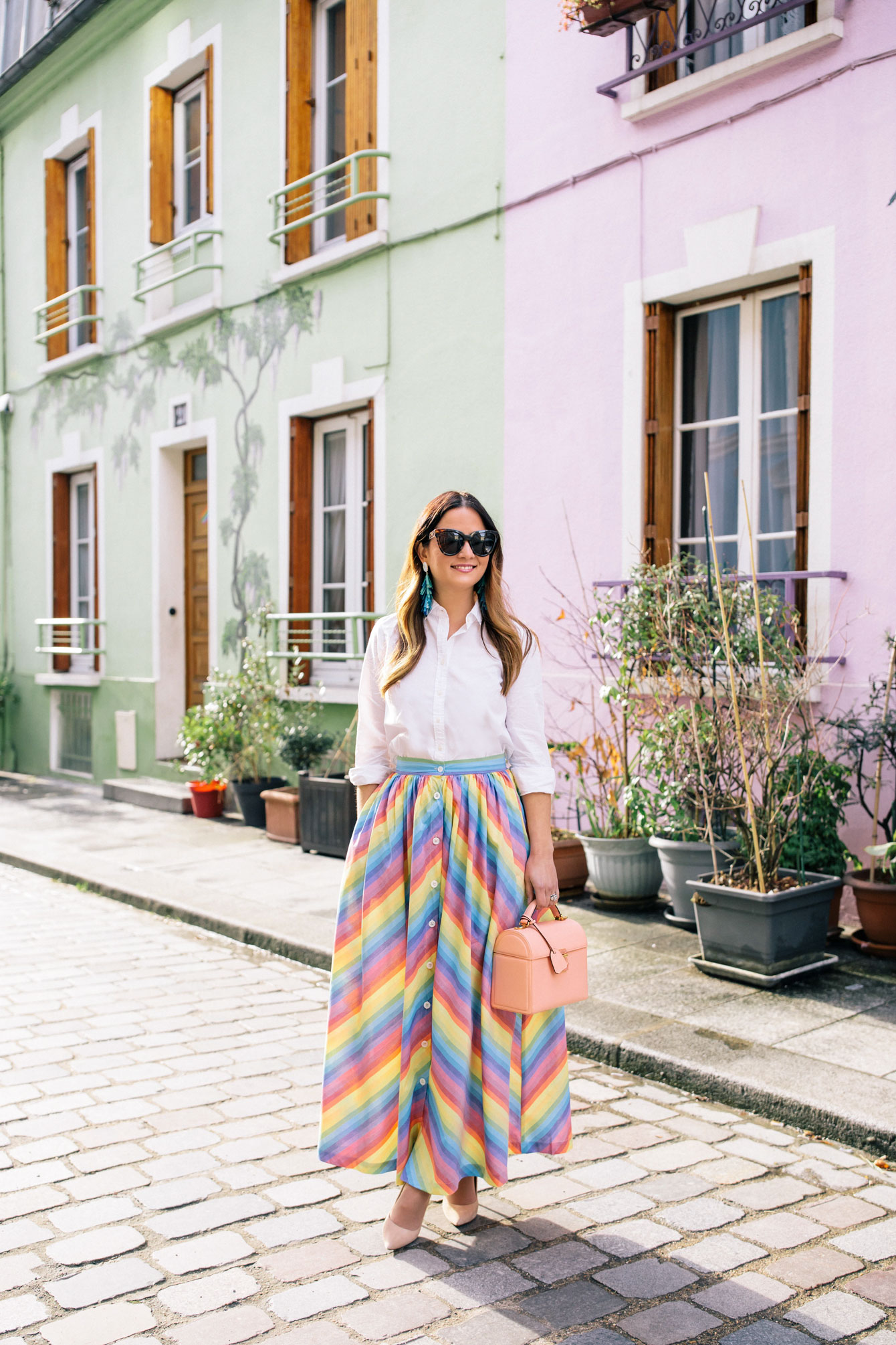 Jennifer Lake MDS Stripes Rainbow Stripe Skirt