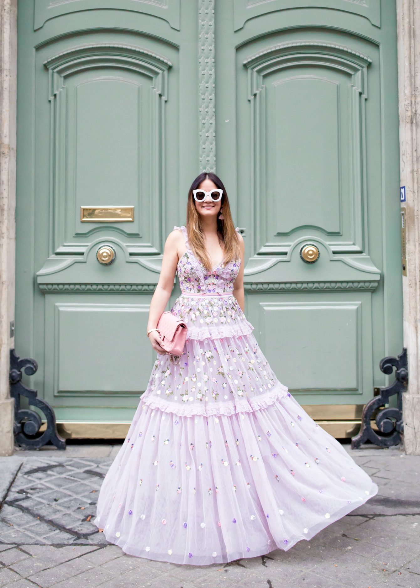 Embellished Needle and Thread Lilac Gown in Paris