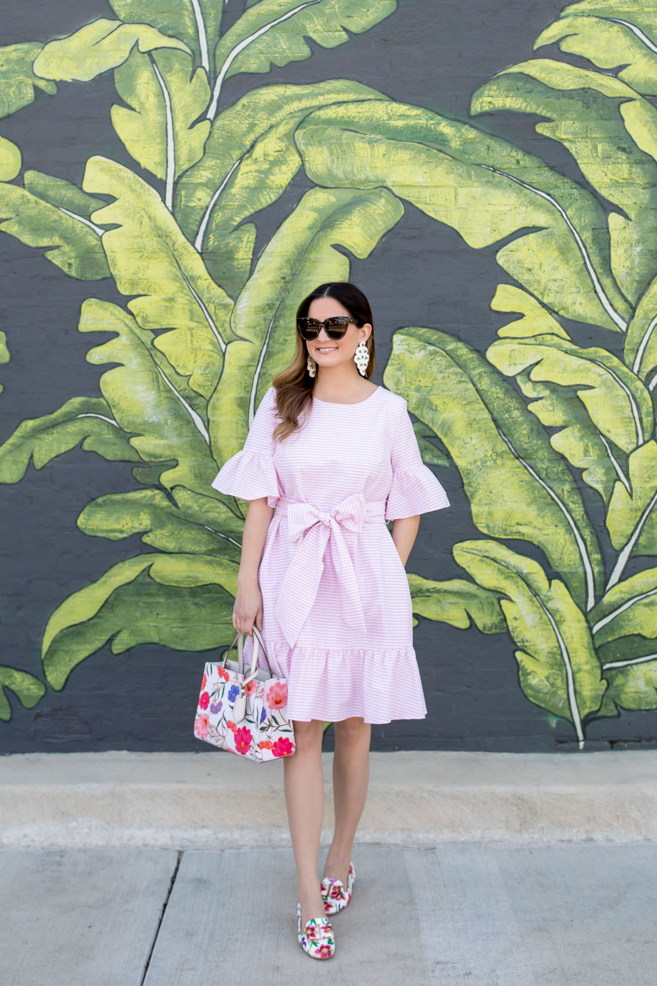 Pink Gingham Ruffle Bow Dress