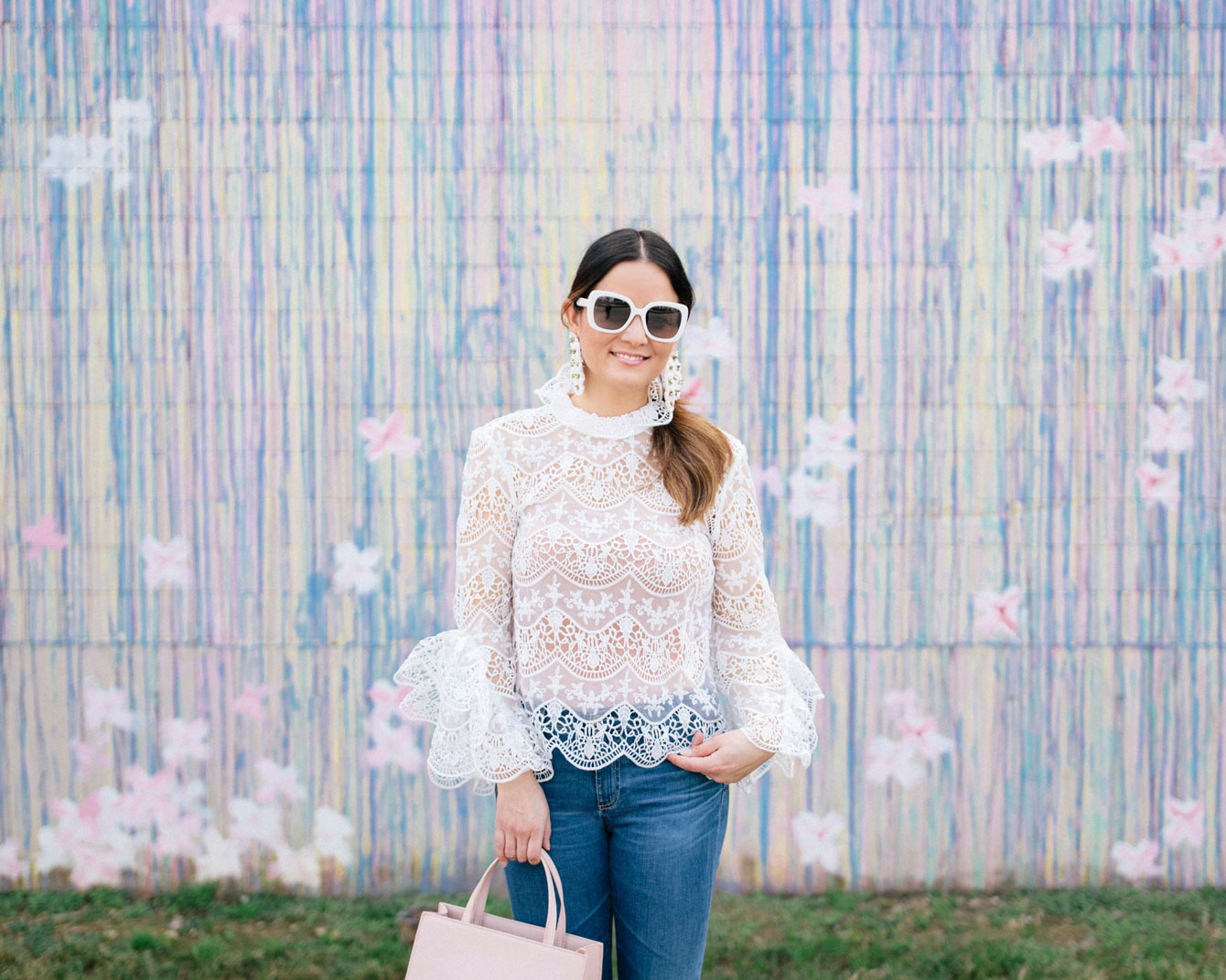 White Crochet Lace Ruffle Top