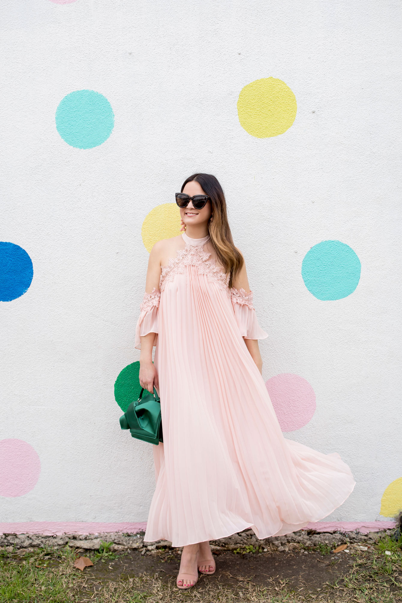 ASOS Pink Pleated Maxi Dress