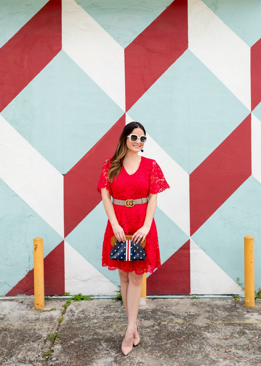 Draper James Red Lace Fit Flare Dress