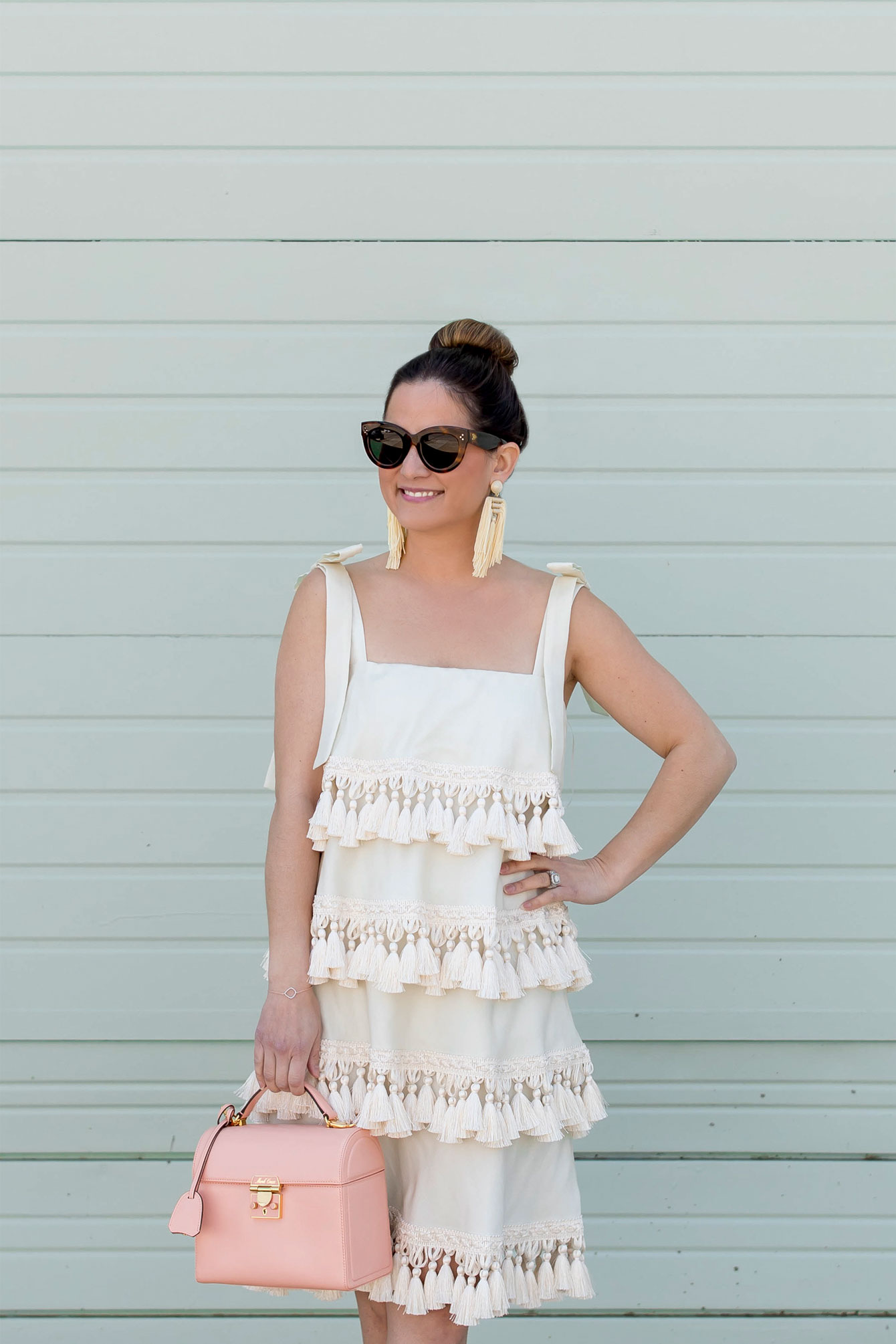 Ivory Tiered Tassel Dress