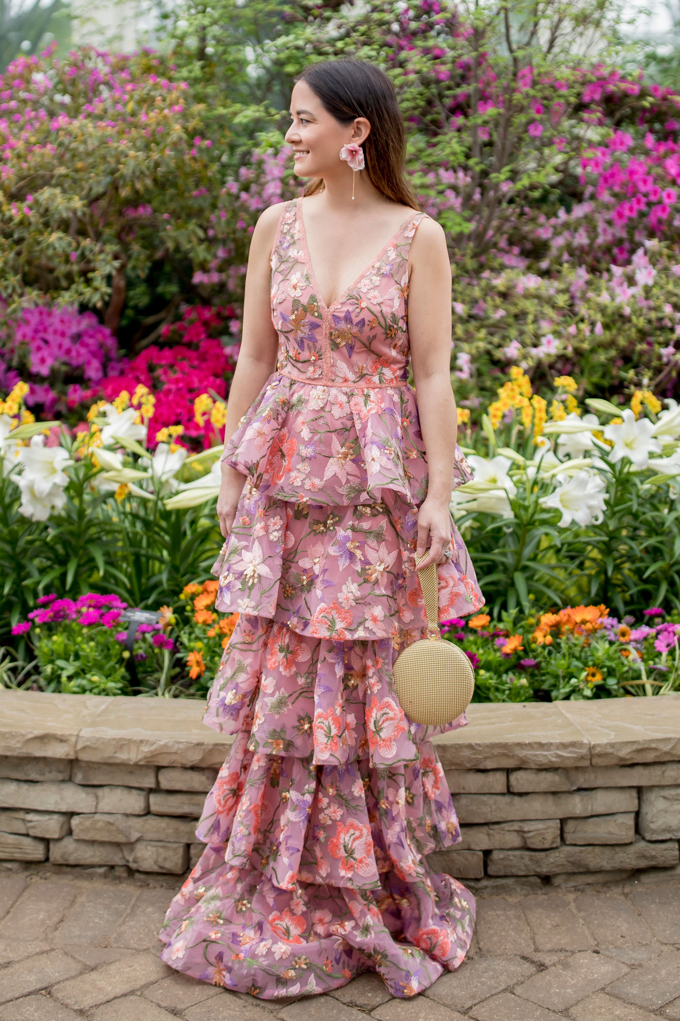 Jennifer Lake BHLDN Blush Embellished Tiered Gown