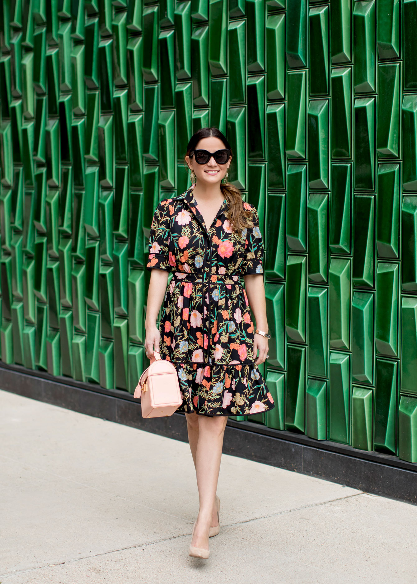 Kate Spade Blossom Print Shirtdress at a Green Wall in Austin