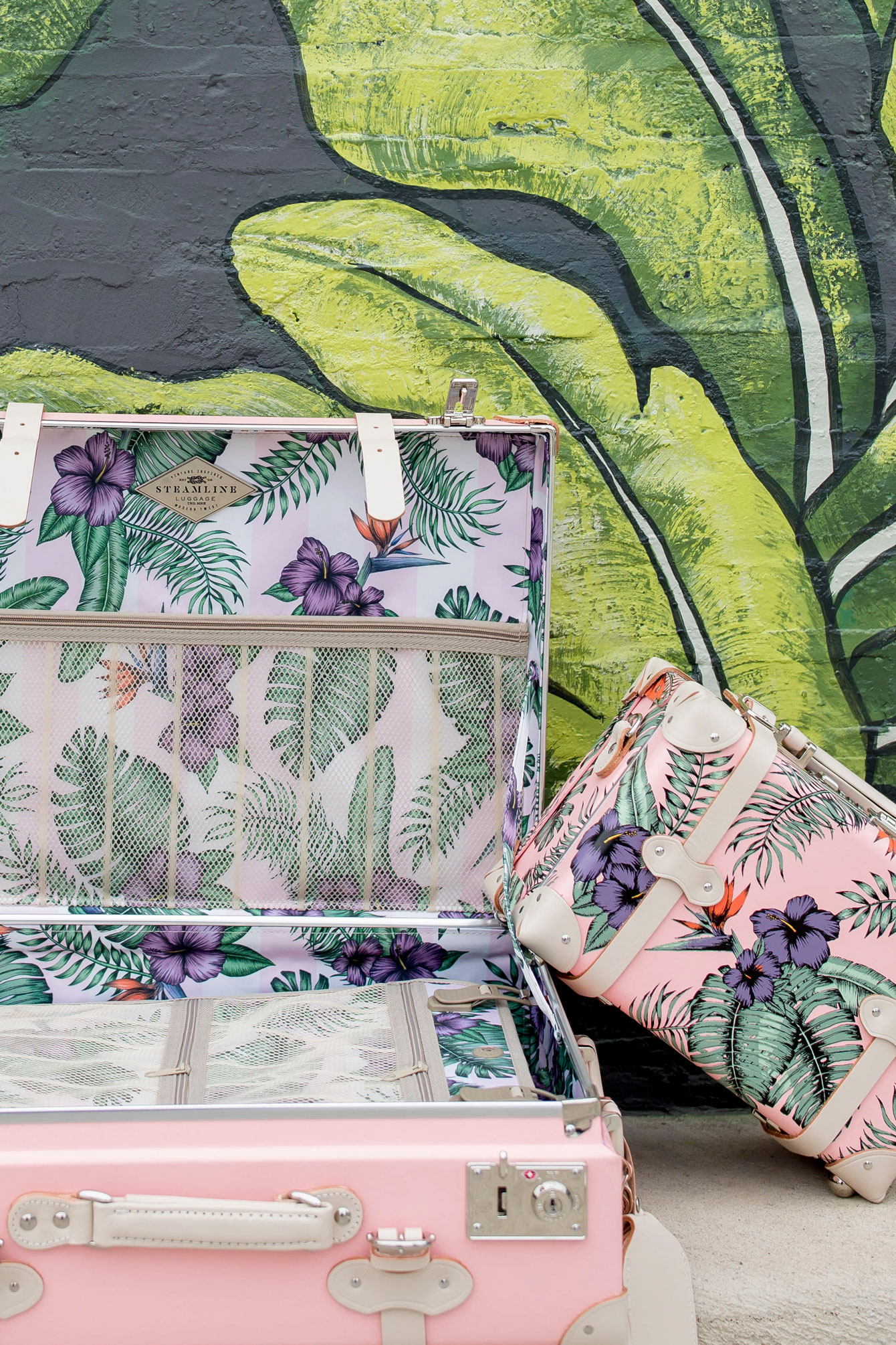 SteamLine Tropical Print Pink Luggage