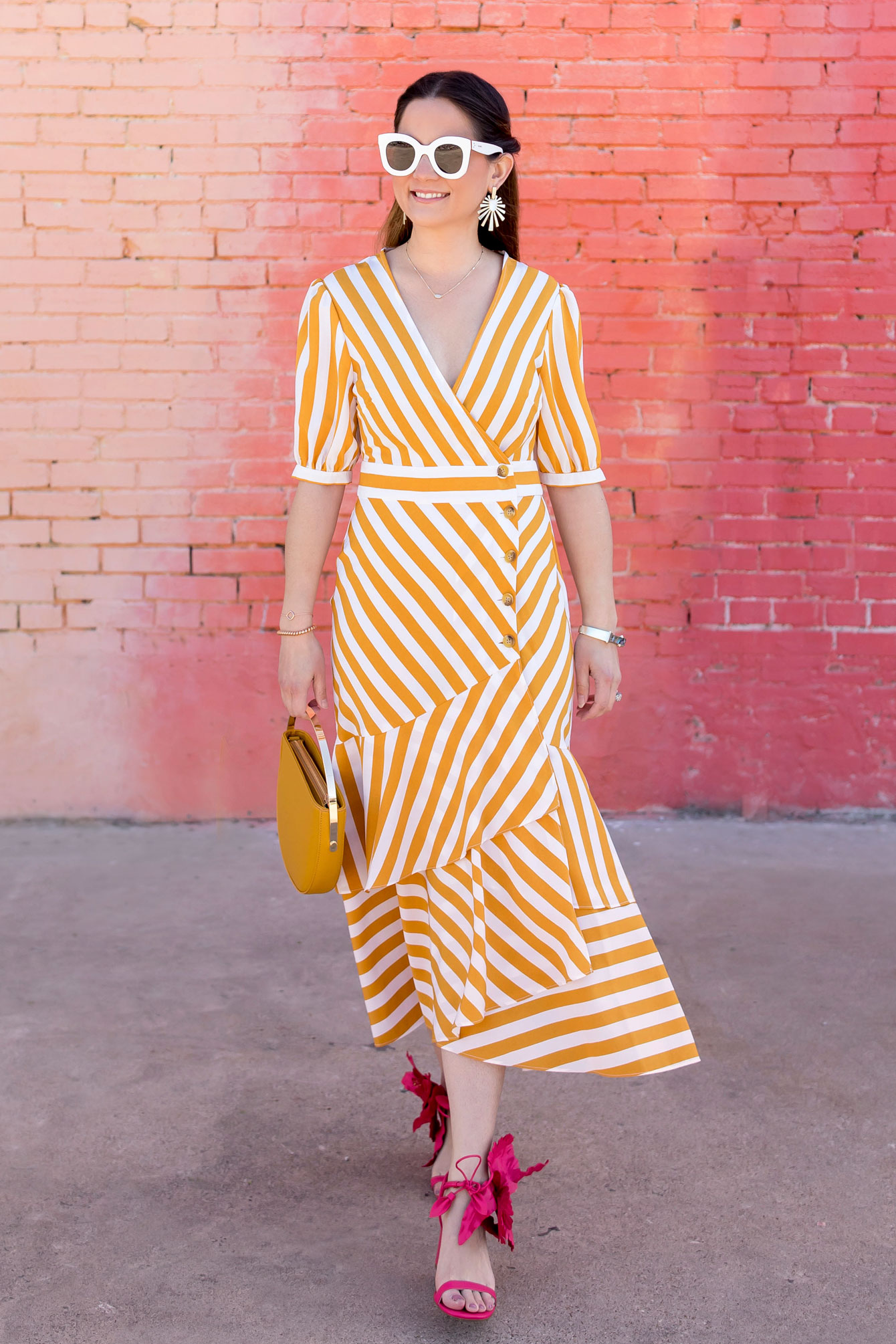 Topshop Yellow Stripe Midi Dress