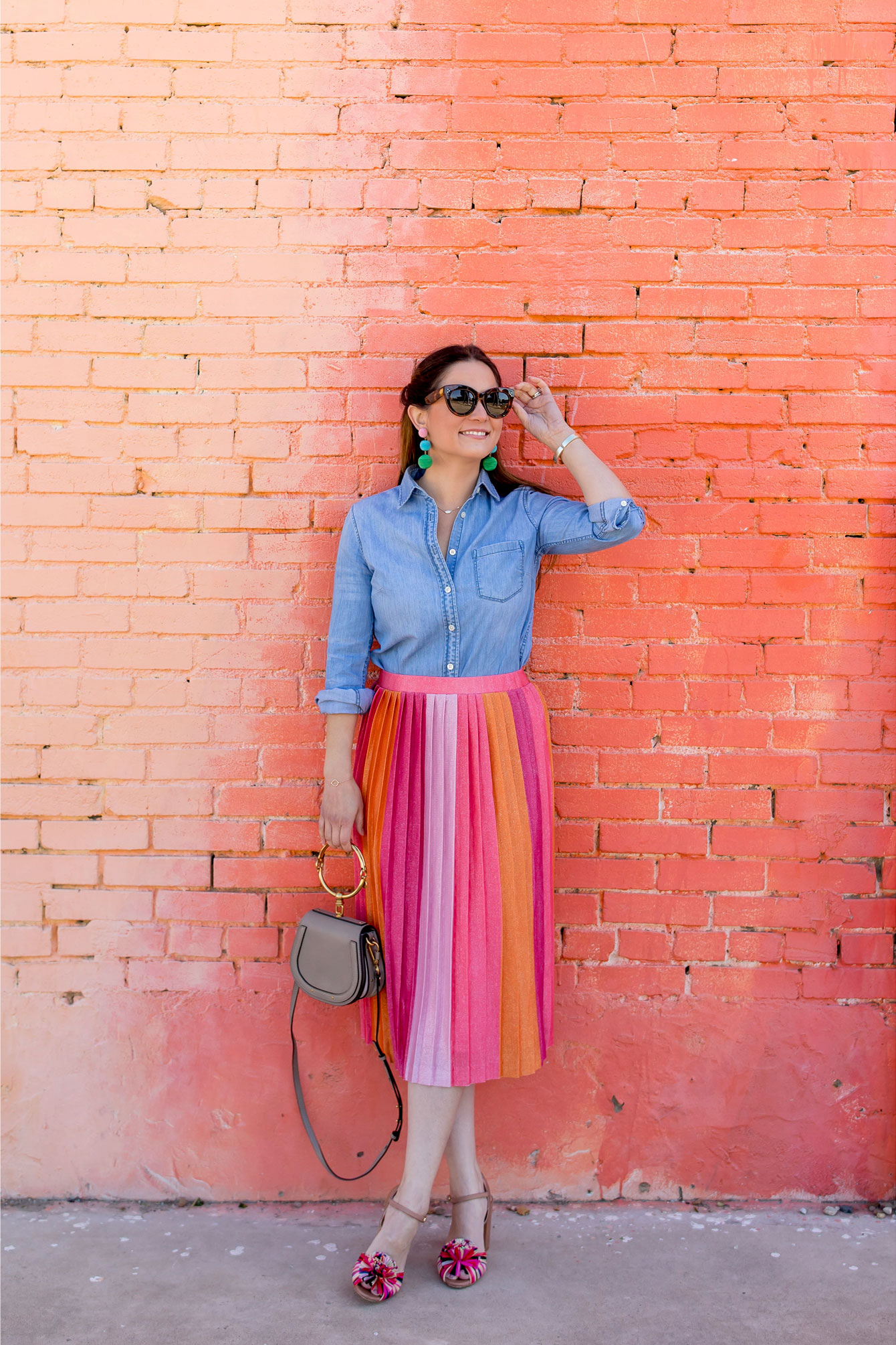 Anthropologie Pink Ombre Pleated Midi Skirt