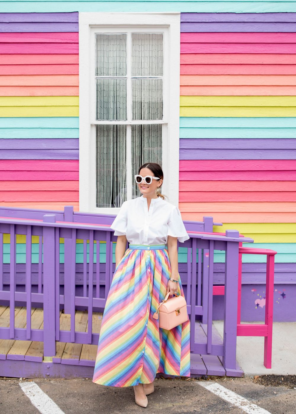 Jennifer Lake MDS Stripes Rainbow Stripe Skirt