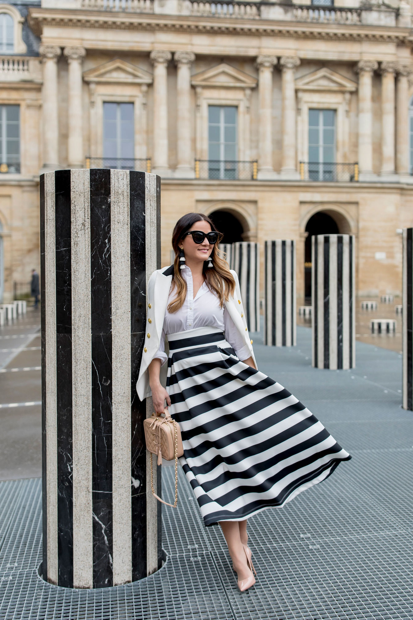 Jennifer Lake Stripe Midi Skirt Paris