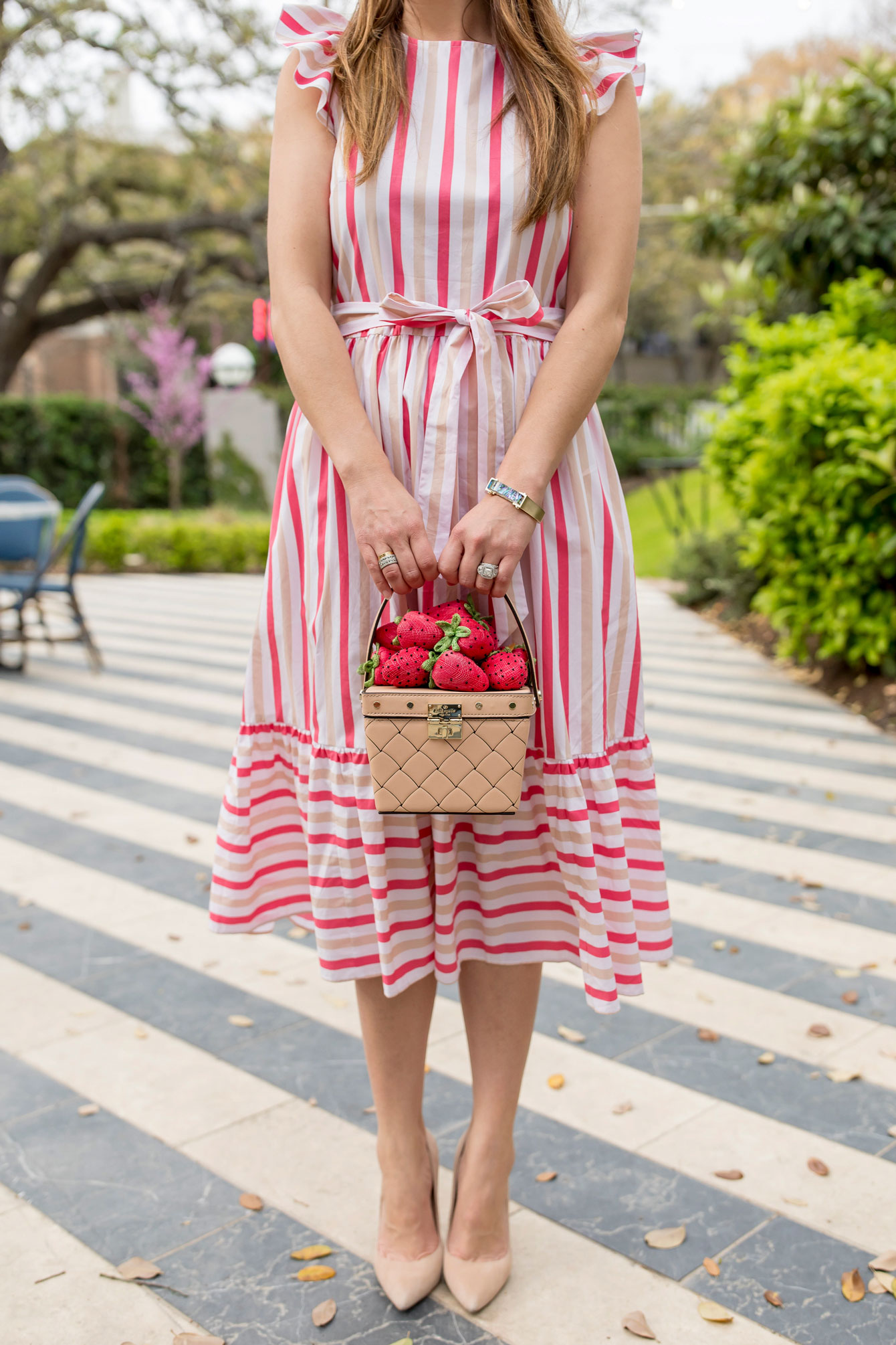 Kate Spade Stripe Ruffle Sleeve Dress