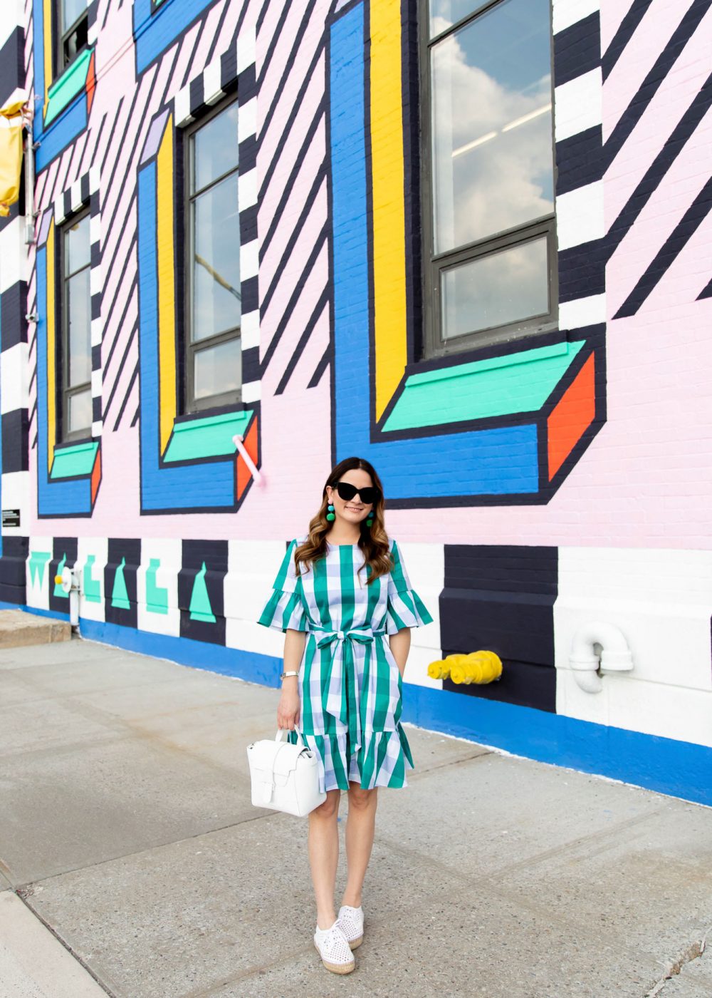 Nordstrom Green Check Ruffle Dress