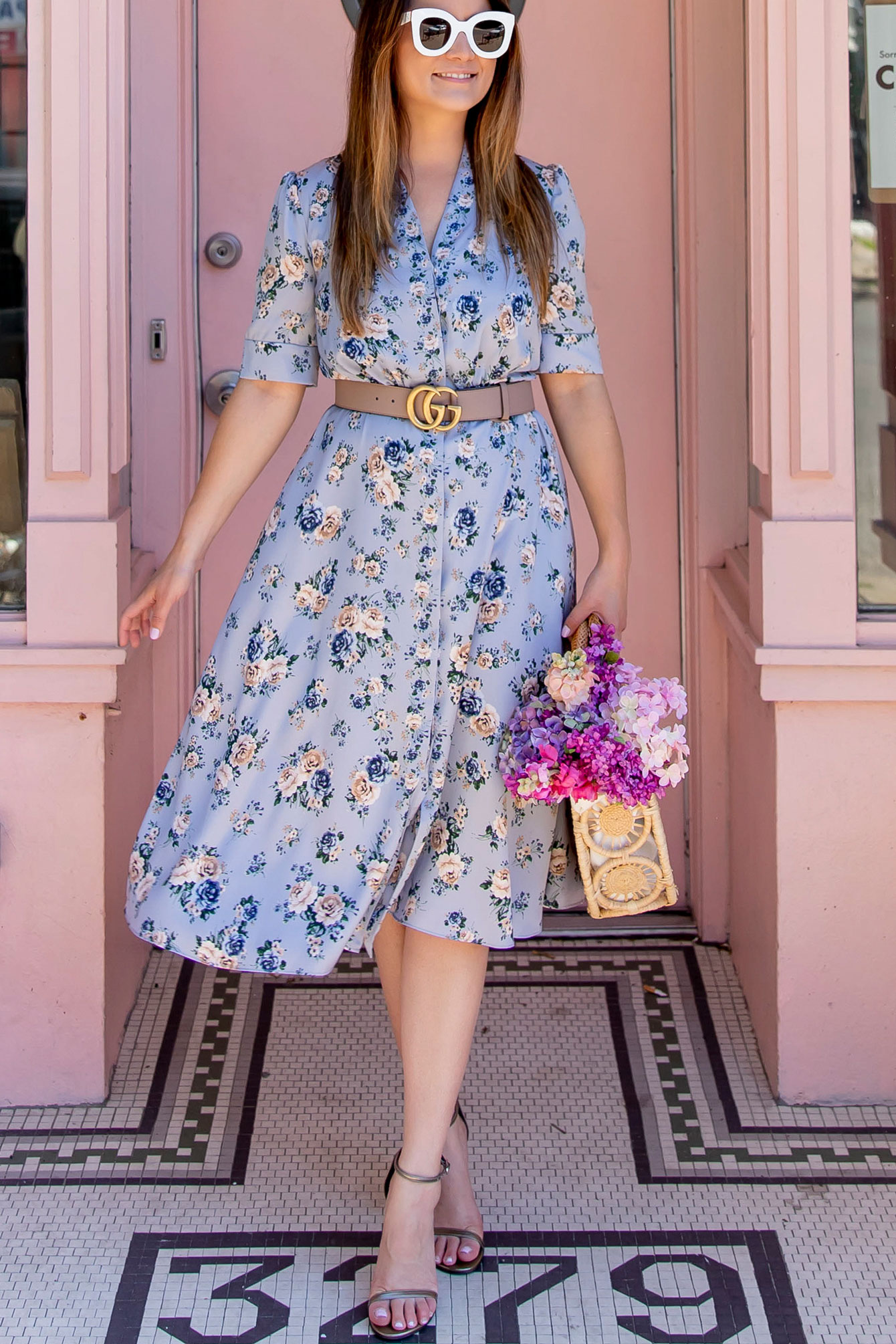 Gal Meets Glam Collection Blue Floral Dress