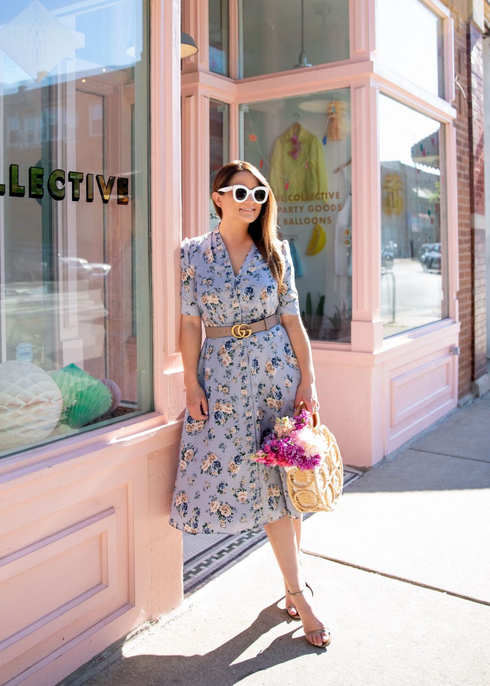 Jennifer Lake Gal Meets Glam Blue Floral Dress