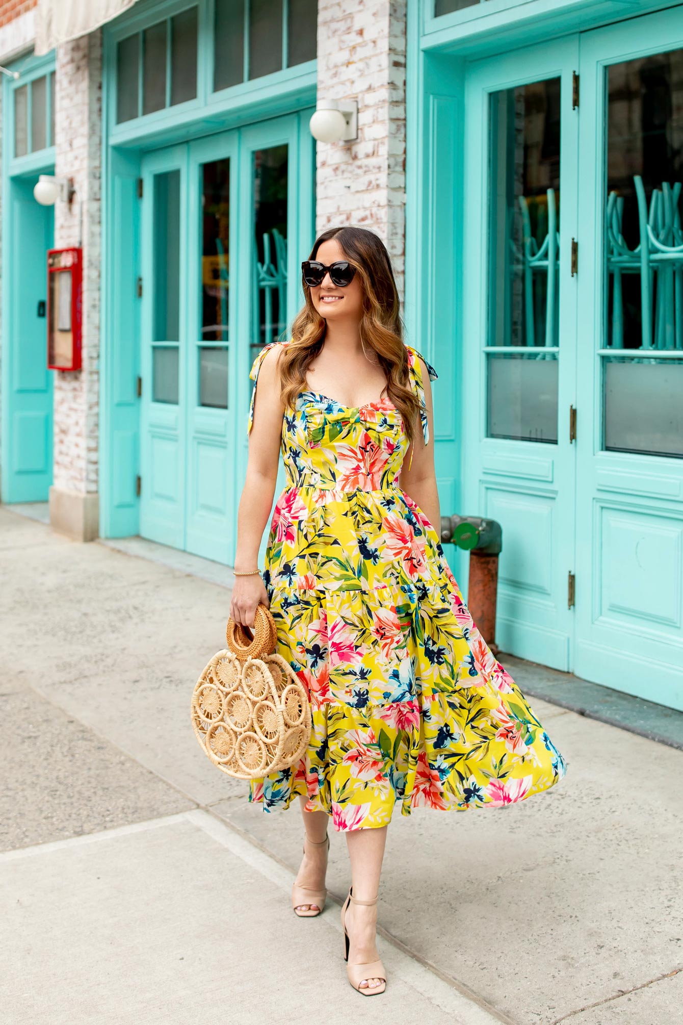 Jennifer Lake Yellow Floral Dress