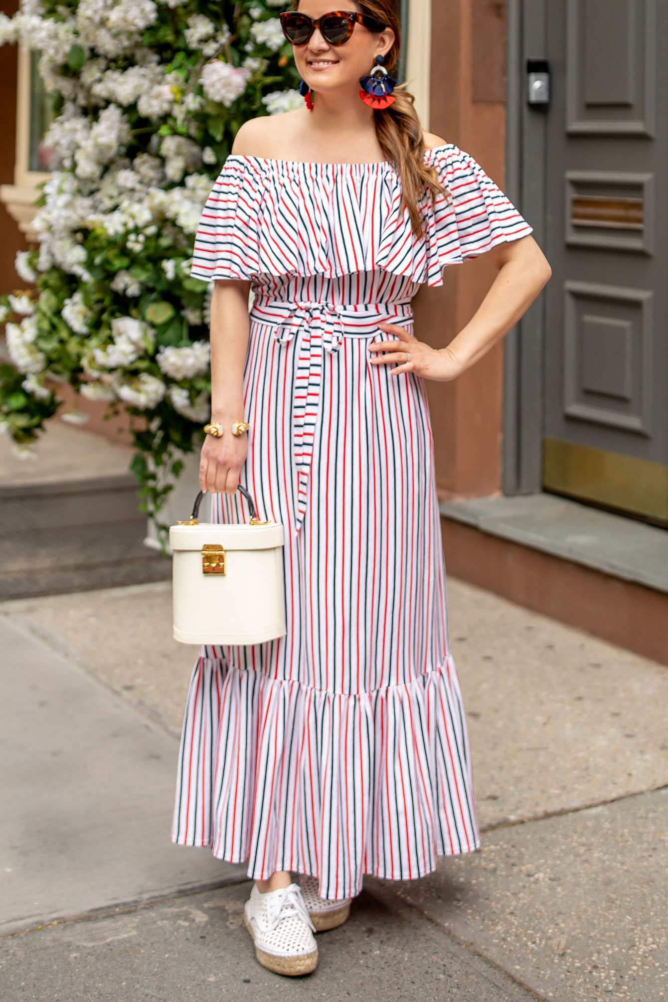 MDS Stripes Rebecca Ruffle Dress