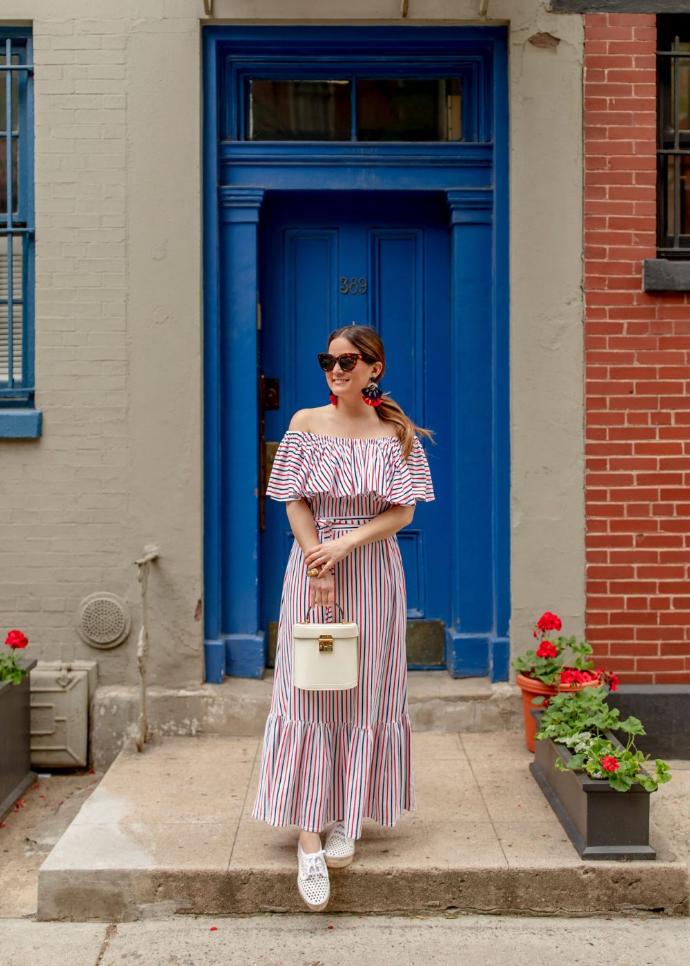 MDS Stripes Red White Blue Stripe Dress