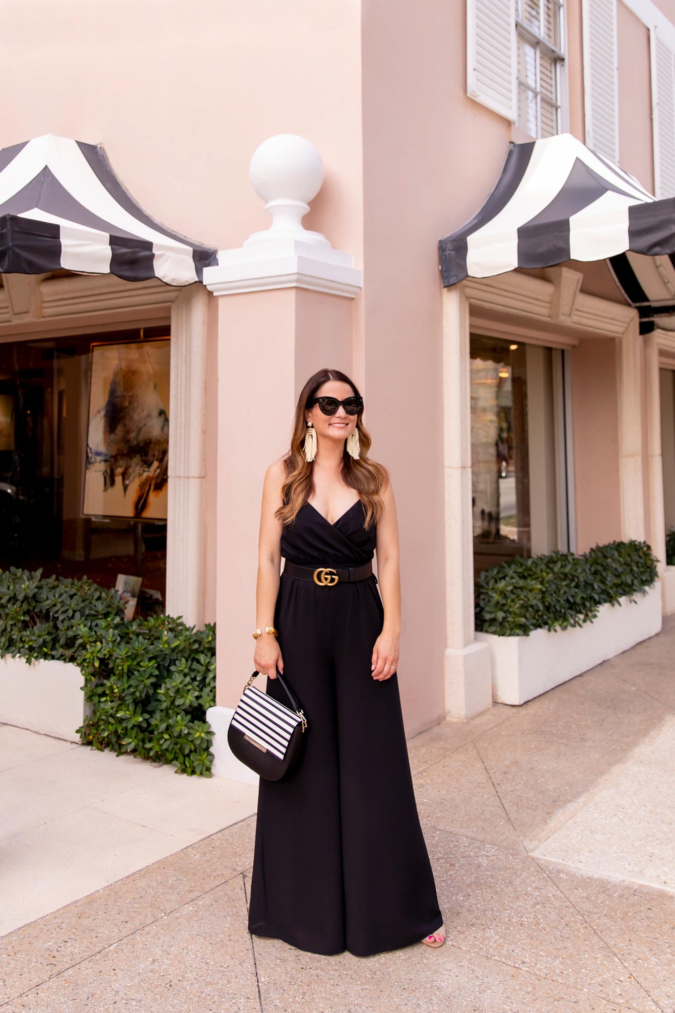 Black Wrap Wide Leg Jumpsuit | How to Style an All Black Outfit