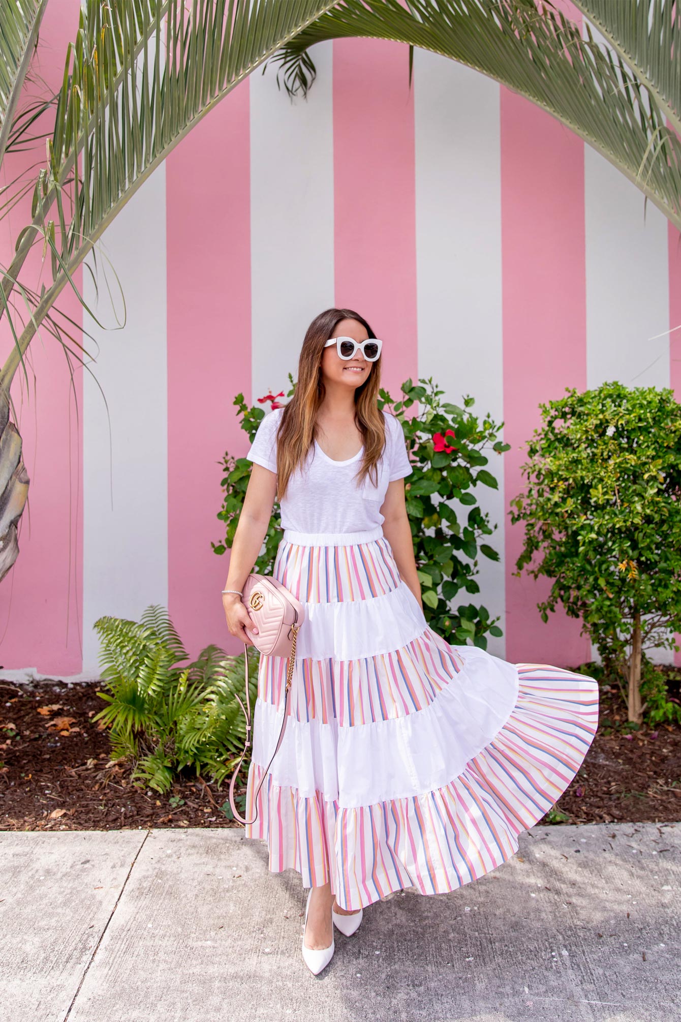 J Crew Rainbow Stripe Midi Skirt