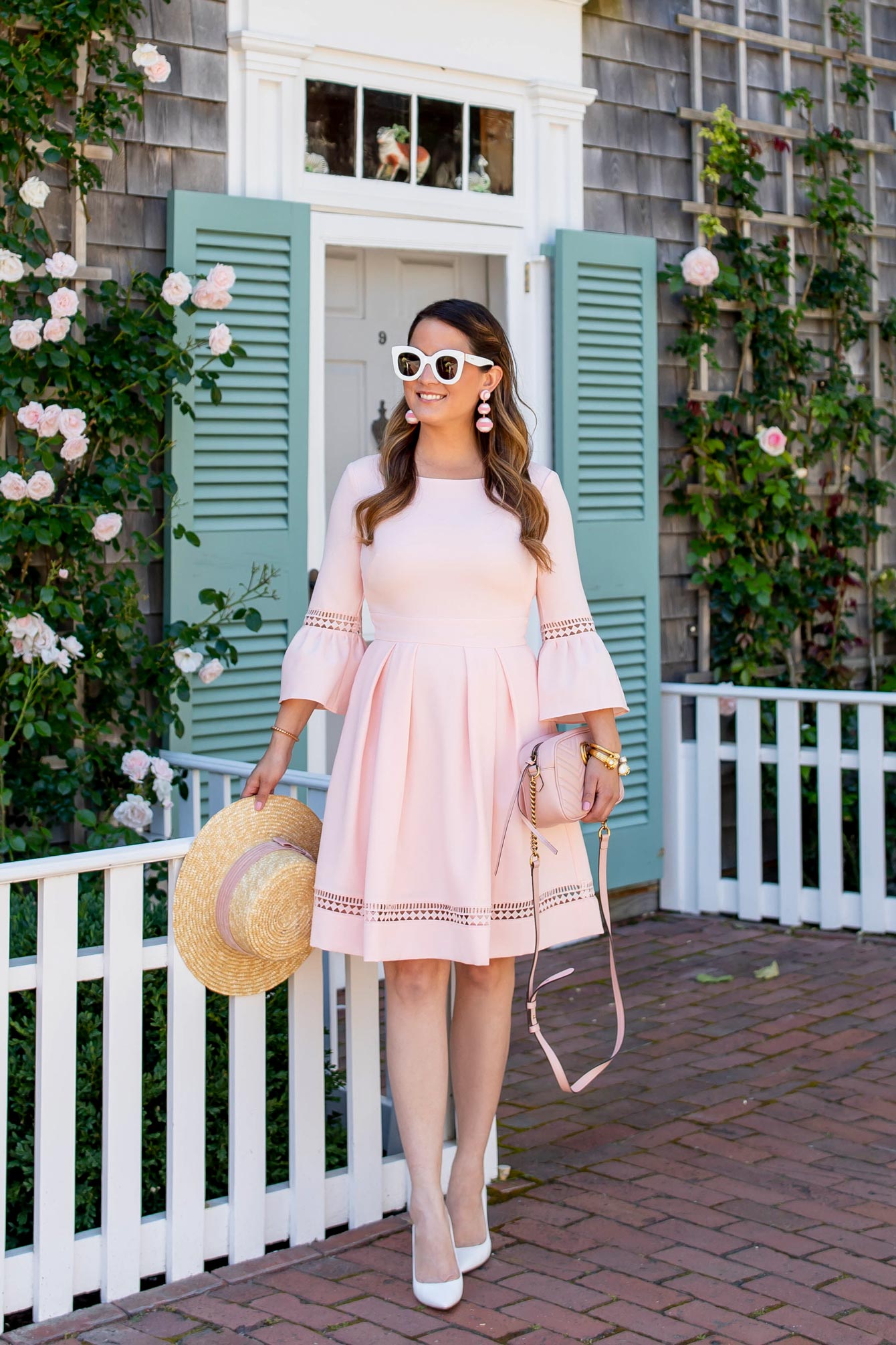 Blush Bell Sleeve Fit and Flare Dress