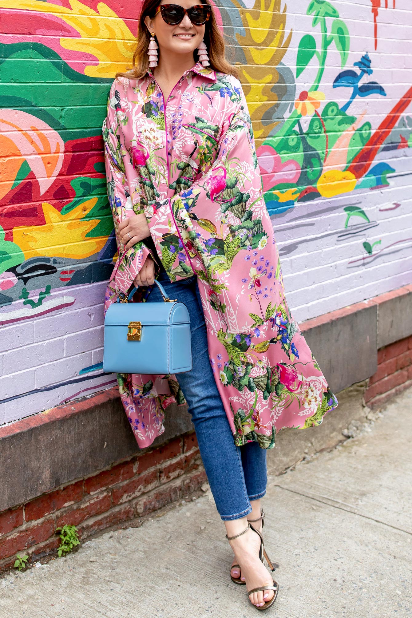 Pink Printed Kimono Top