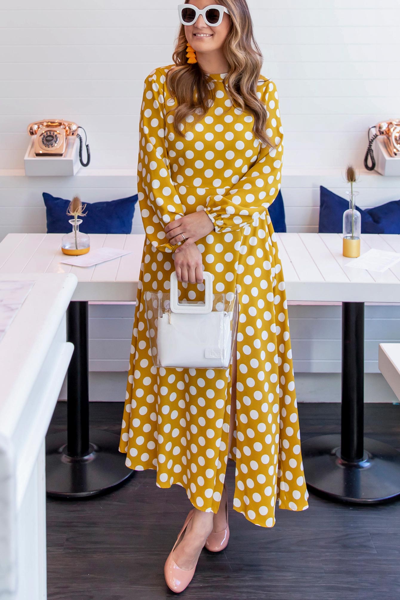 Topshop Yellow Polka Dot Dress