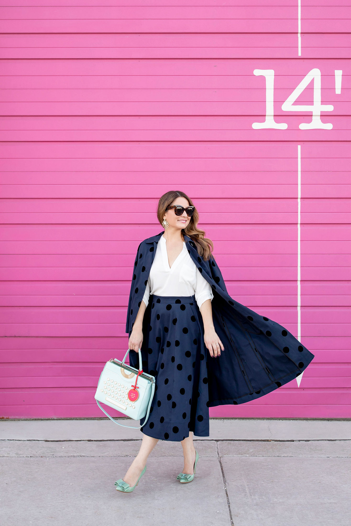 1901 Navy Polka Dot Coat