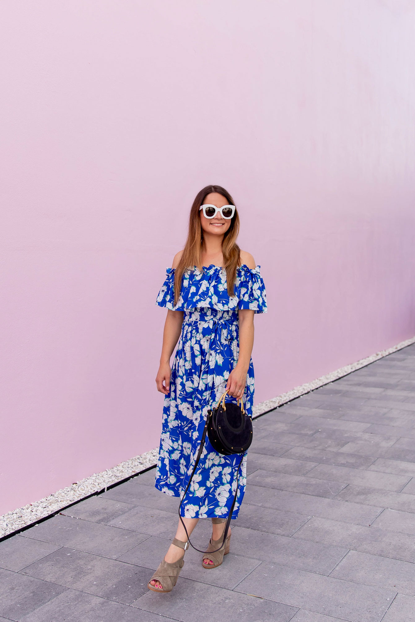 Blue Floral Midi Dress