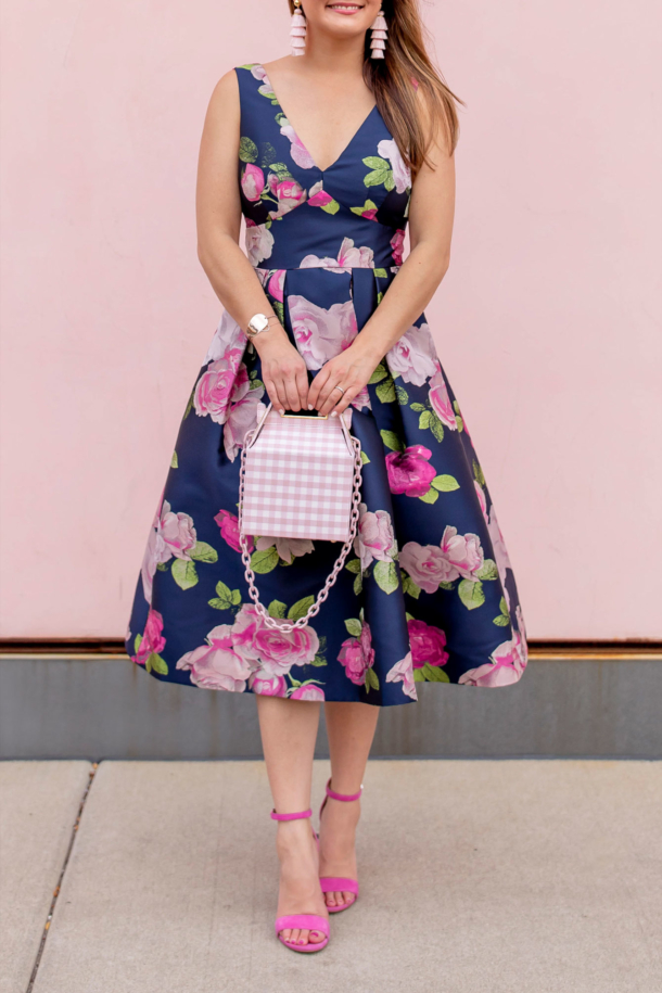 Eliza J Pink Floral Fit and Flare Dress - Style Charade