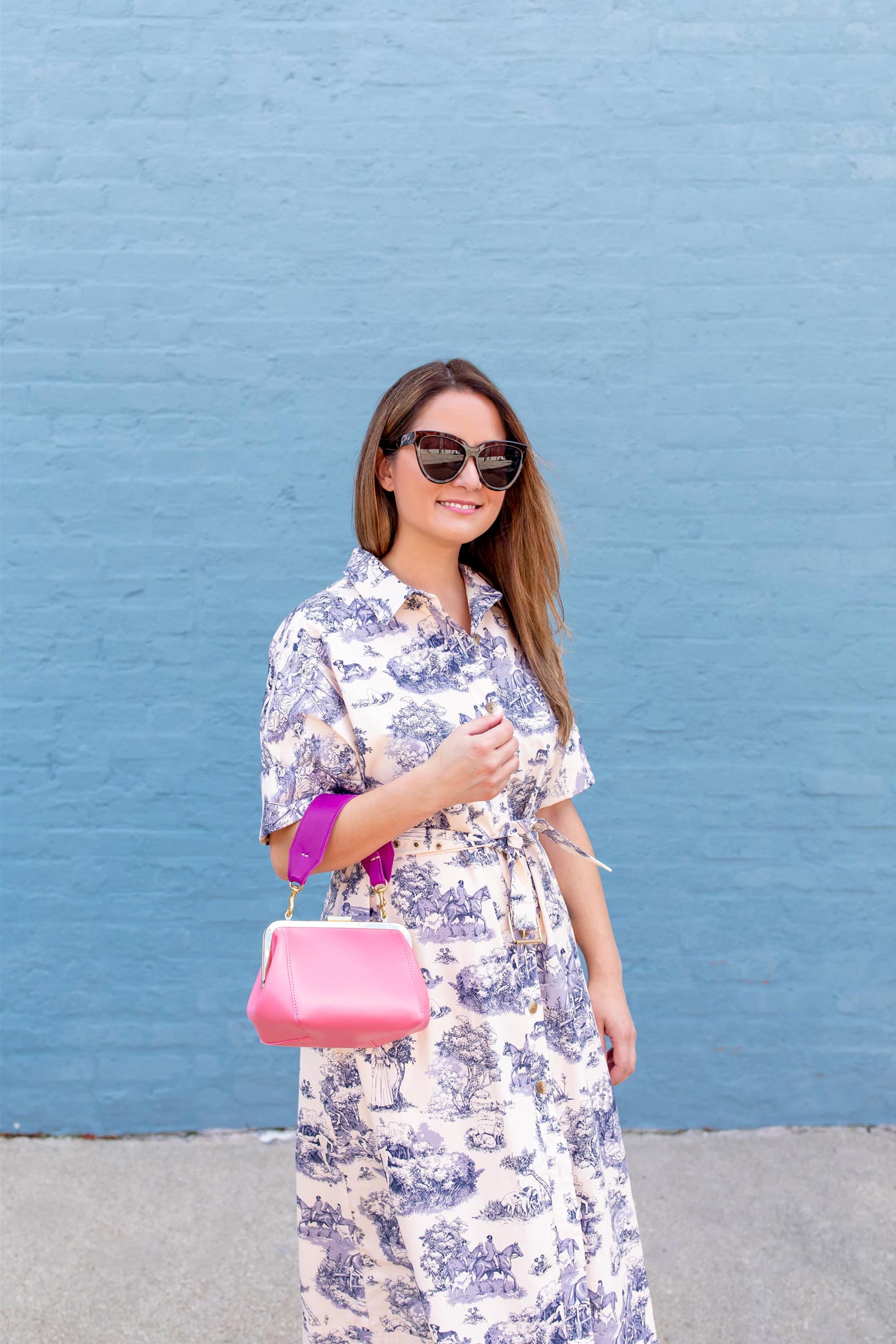 A Parisian Chic Blue Toile Shirtdress for Fall - Style Charade