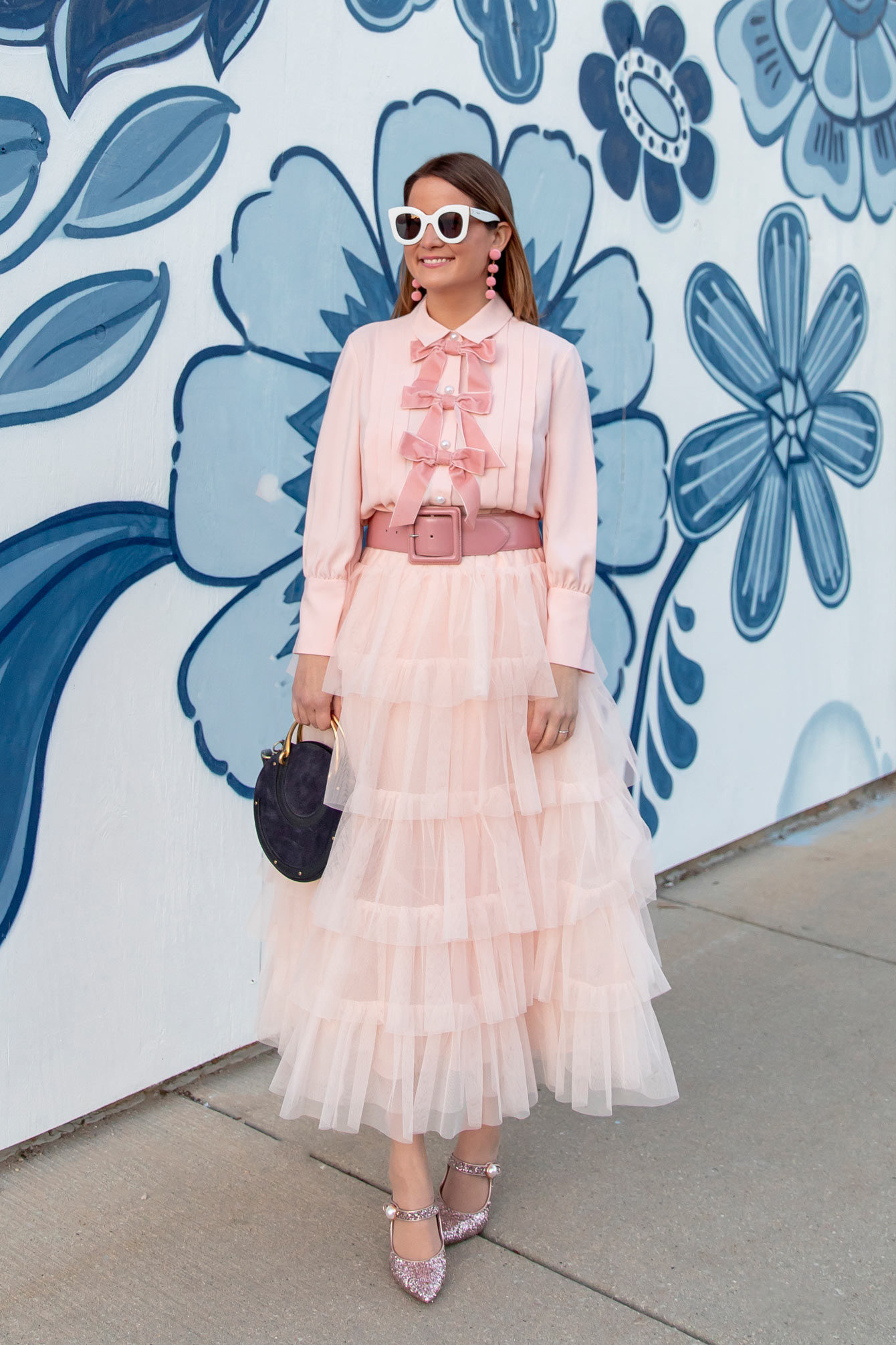 Jennifer Lake Pink Tulle Midi Skirt