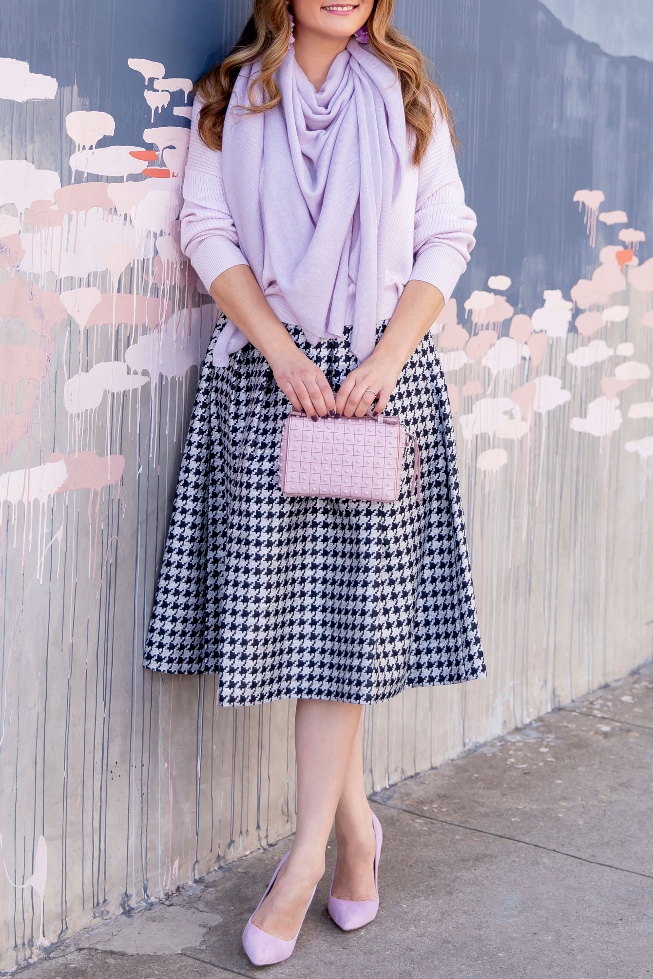 Eliza J Houndstooth Midi Skirt