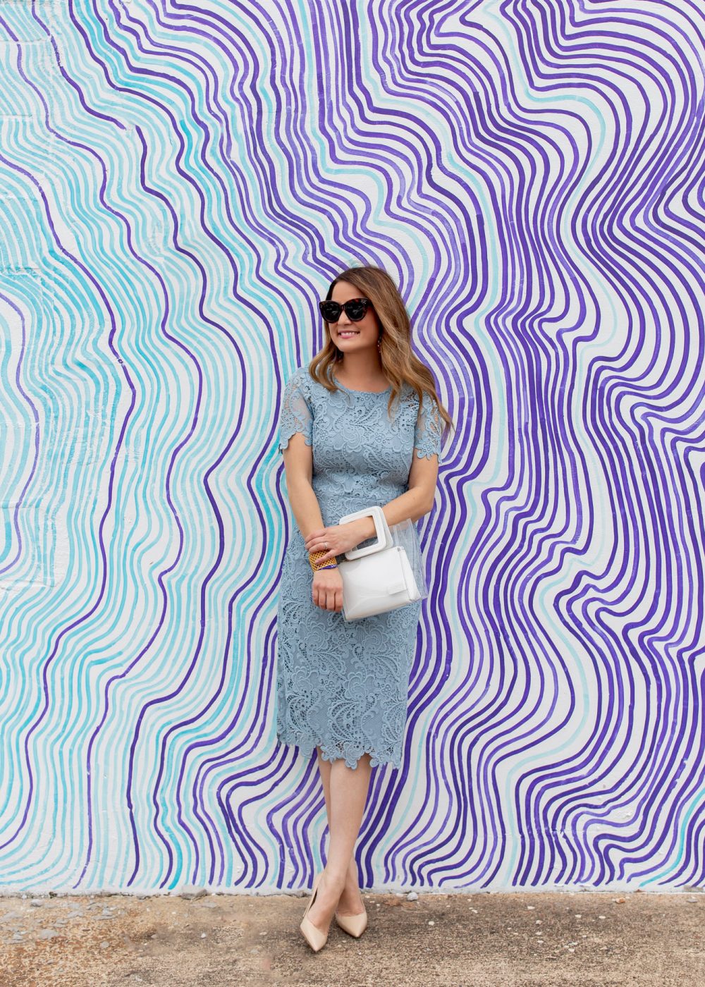 Light Blue Lace Shift Dress